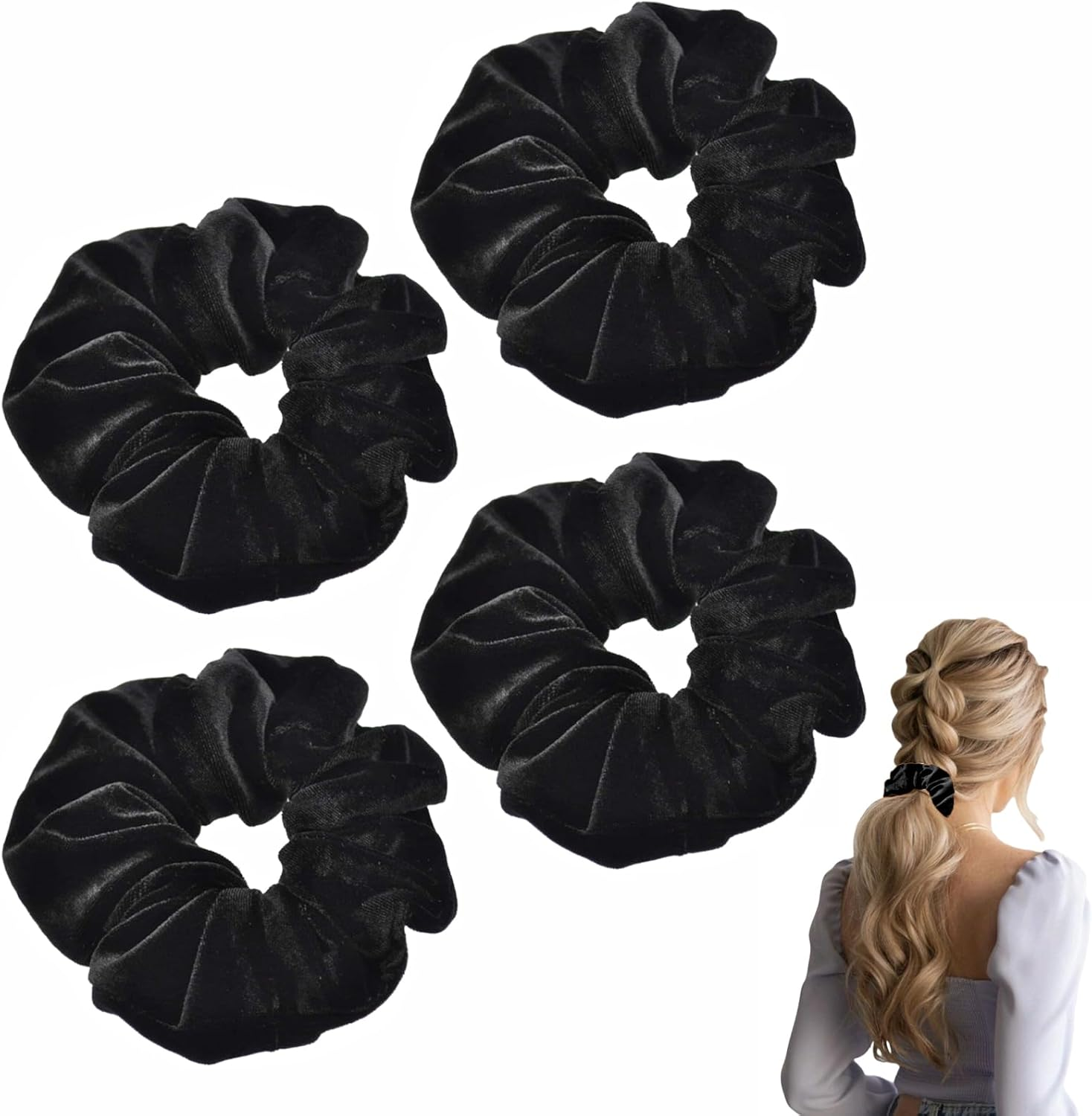 Pack of 4 Hair Bobbles Black