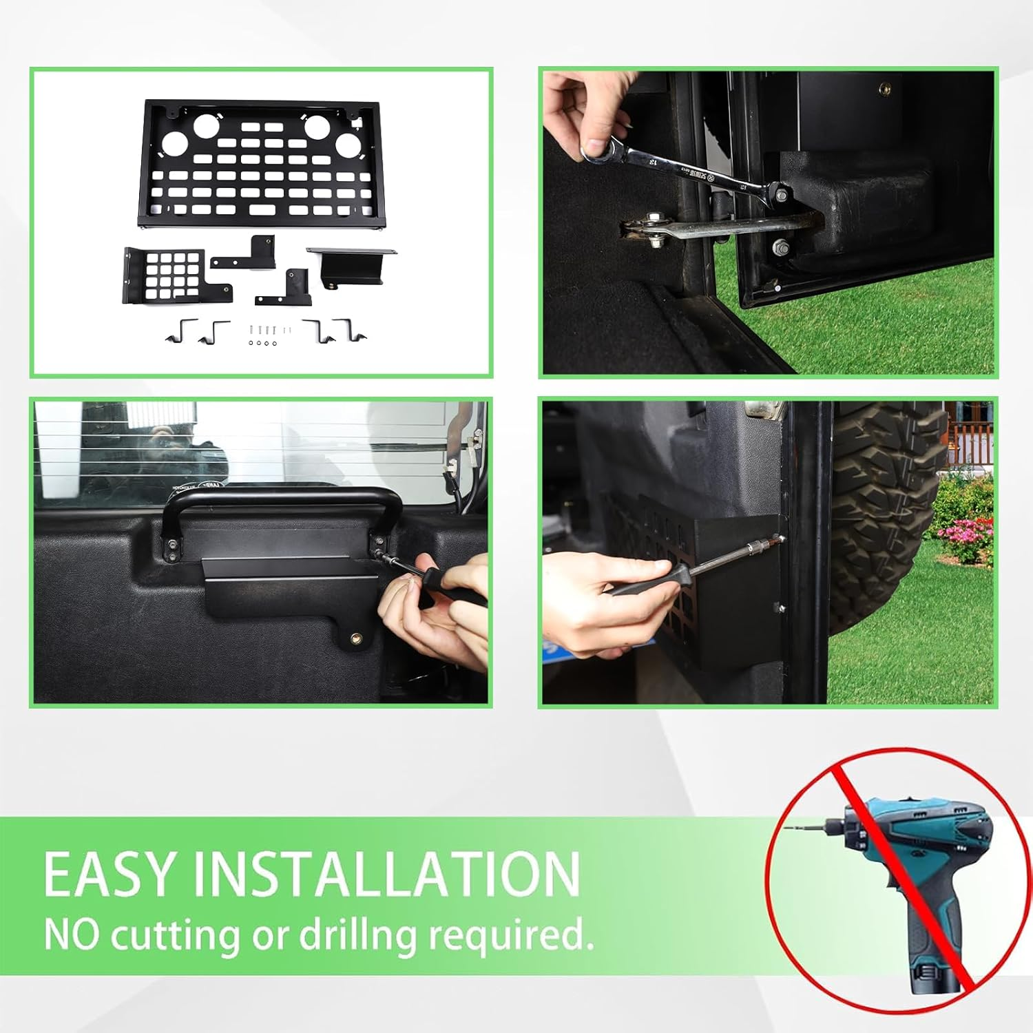 Tailgate Table Compatible with Land Rover Defender 90 110 130 2004-2018, Black Rear Foldable Shelf Storage Cargo Luggage Holder image number 6