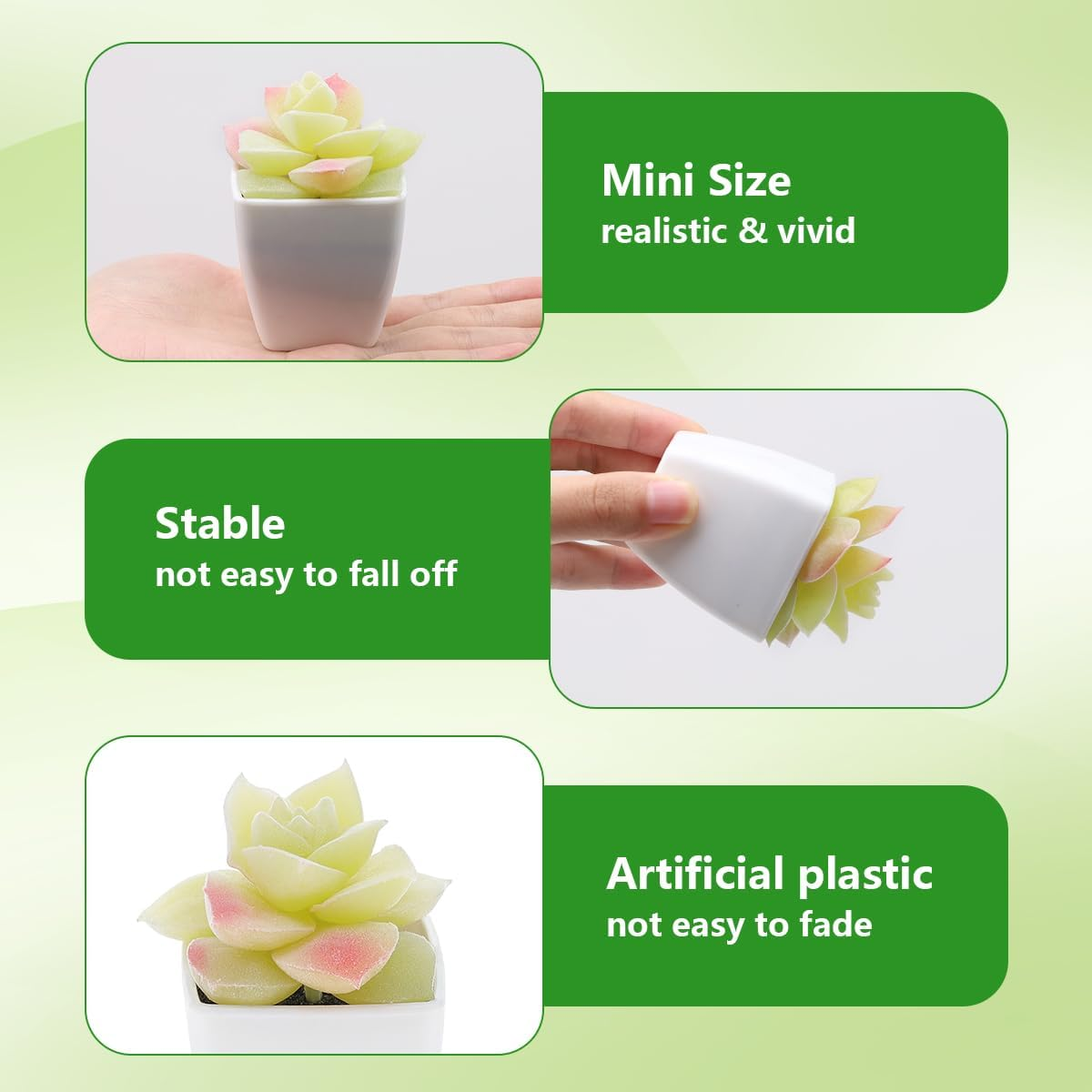 9 Pcs Artificial Succulents Plants in White Pot Small Fake Succulent Echeveria DIY Home Office Indoor Bathroom Living Room Decoration image number 6