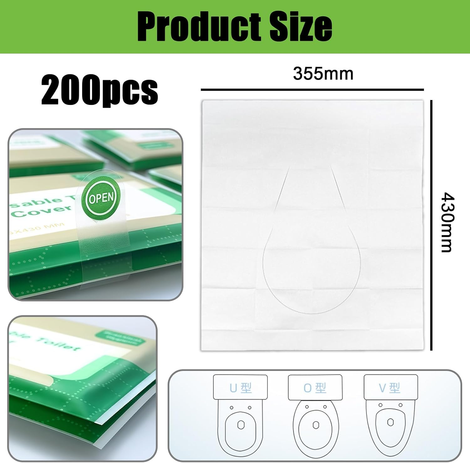 100Pcs Disposable Toilet Seat Covers, Flushable Toilet Seat Cover for Potty Training, Travel Essential for Camping, Airplane, Road Trips, Adults & Toddlers image number 3