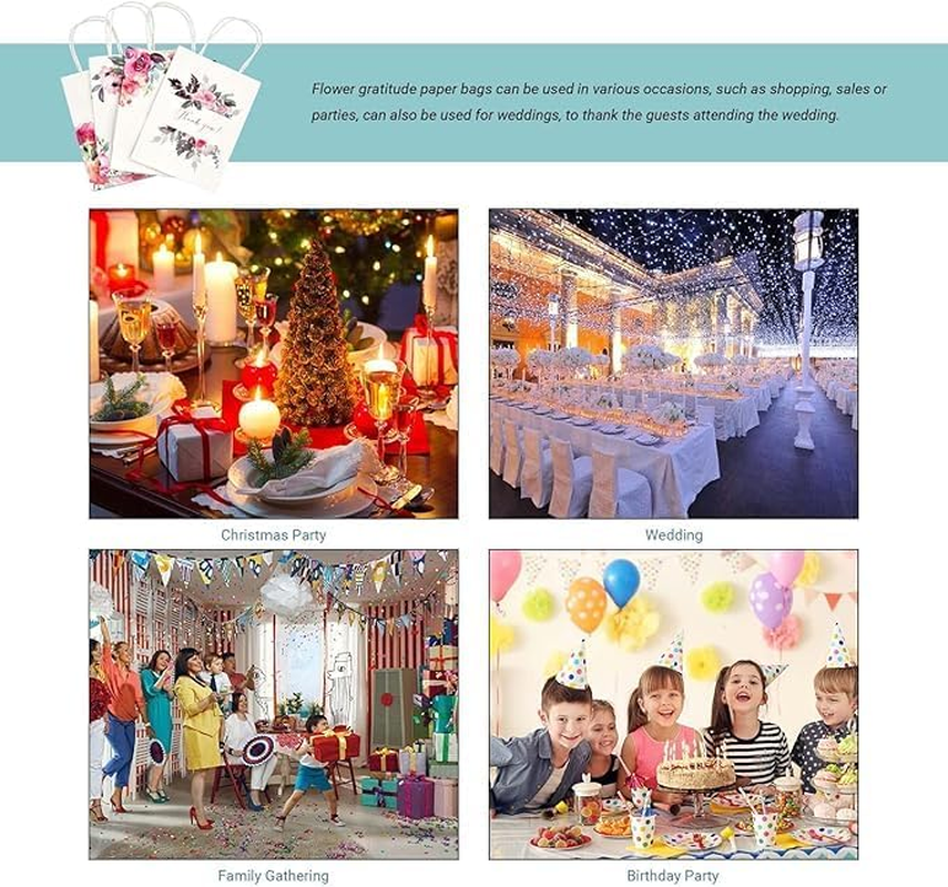 RJDJDLXM 12 Pack Thank You Gift Bags,Kraft Paper Bags, Party Favor Bags Birthday Party Supplies, Paper Gift Bags with Handles Packaging image number 1