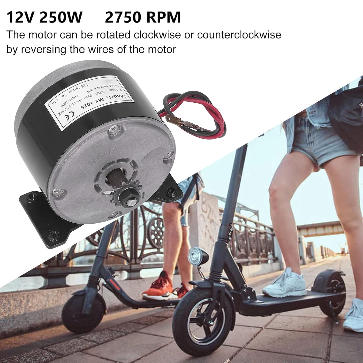 High Speed Brushed DC Motor, Wear Resistant Long Service Life 12V 250W Brushed Motor High Efficiency for Electrocar for Electric Scooter