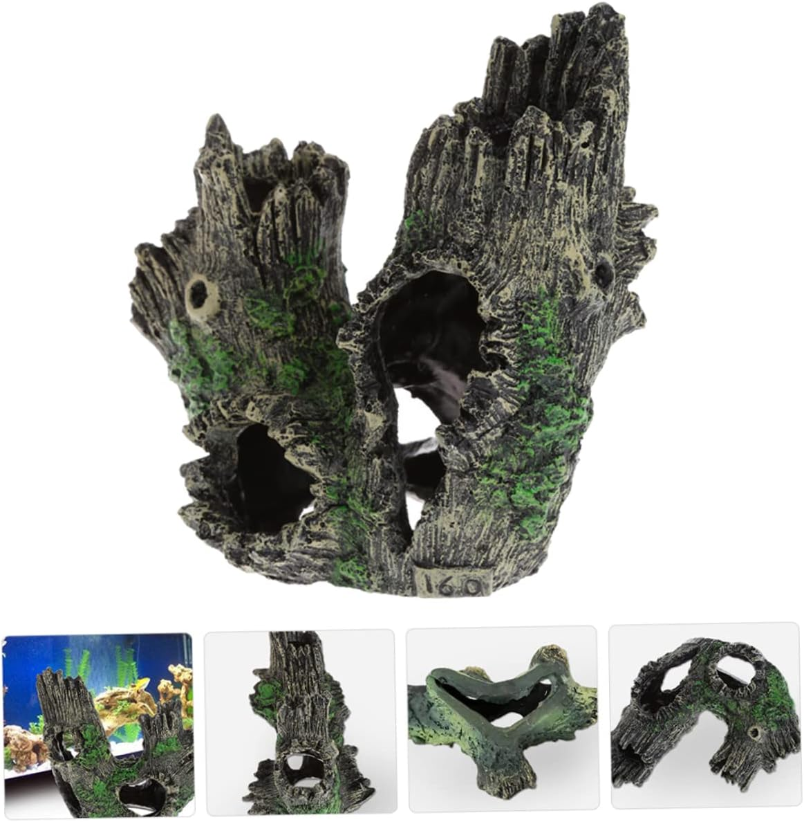 ROMISBABA Fish Tank Tree Trunk Aquarium Stump Hideout Realistic Resin Decoration for Underwater Landscape Shelter for Pet Fish And image number 1