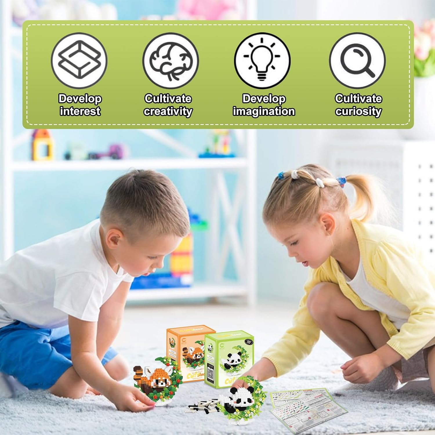 VEQENIFY Mini Panda Building Blocks, Panda Building Blocks, Animal Set, Mini Animals Building Blocks Set, Cute Animal Building Blocks, for Children from 6 Years, Adults, Birthday Gifts