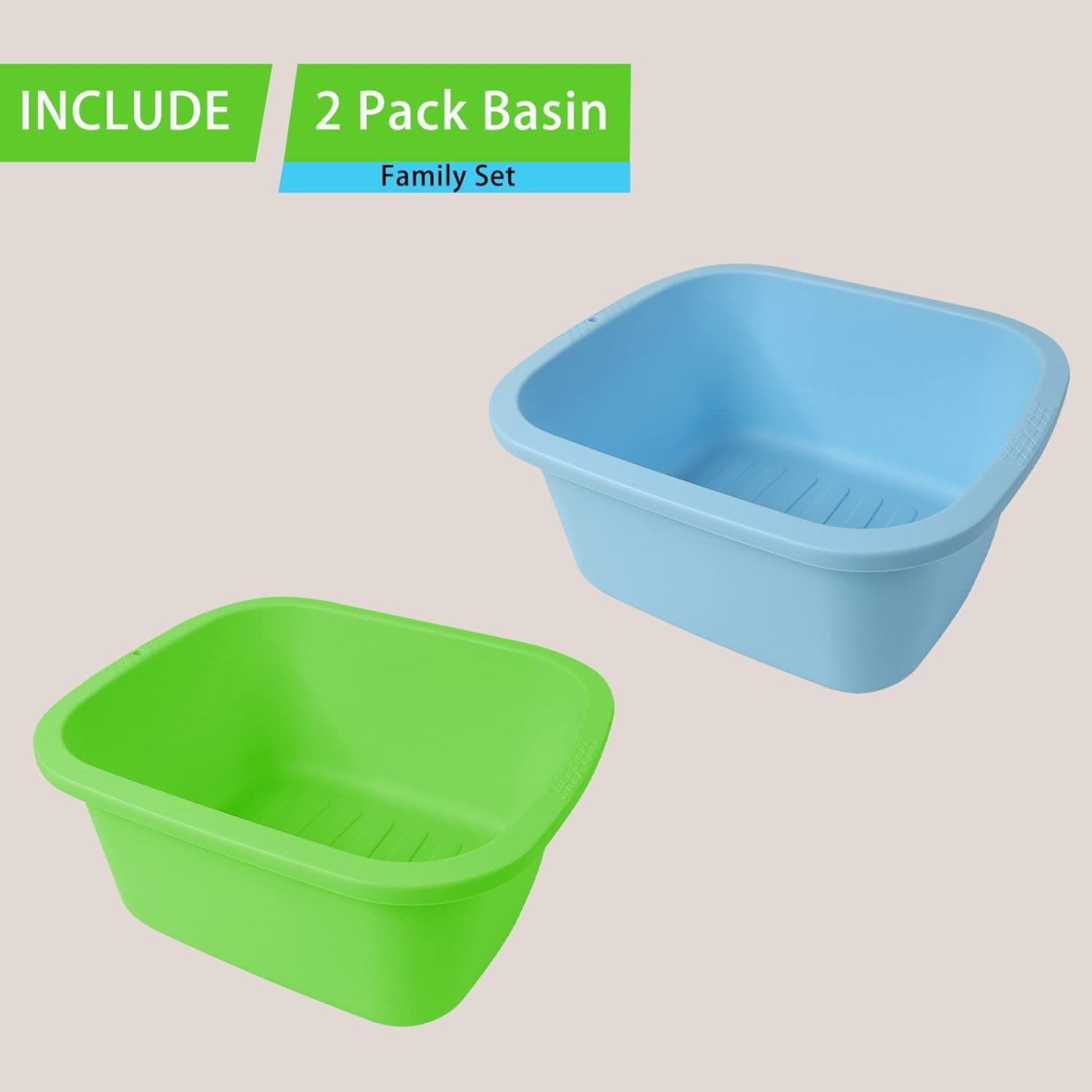 Foot Soaking Bath Basin, Large Size Feet Massager Tub, at Home Spa Pedicure Treatment, 2 Pack Green&Blue image number 4