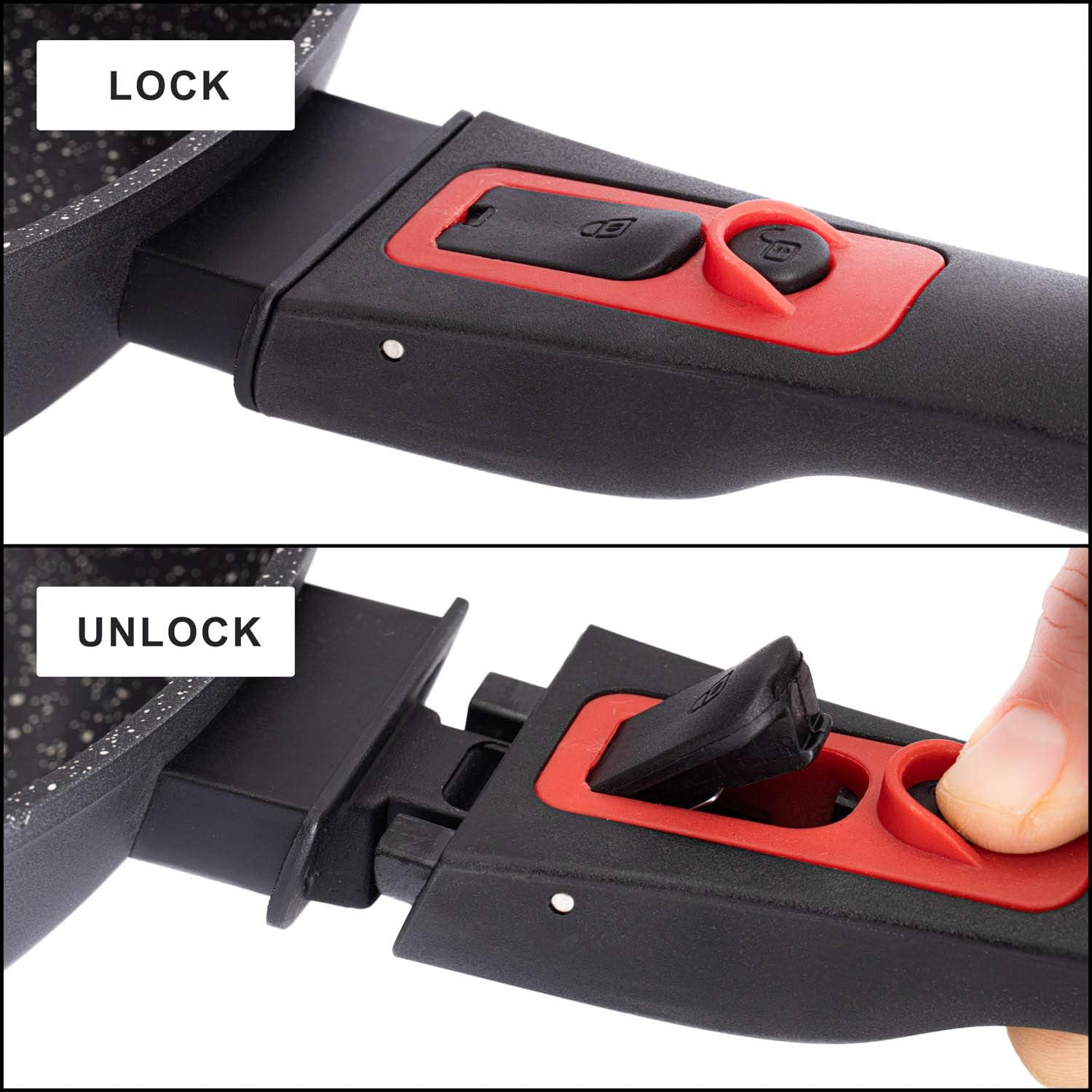 INTIGNIS Frying Pans | Heavy Duty | Scratch Resistant | Detachable Handles | Induction, Gas, Electric Hobs Safe | Chemical Free Super Non-Stick |Ultimate Kitchen Cookware with Easy Cleaning image number 4