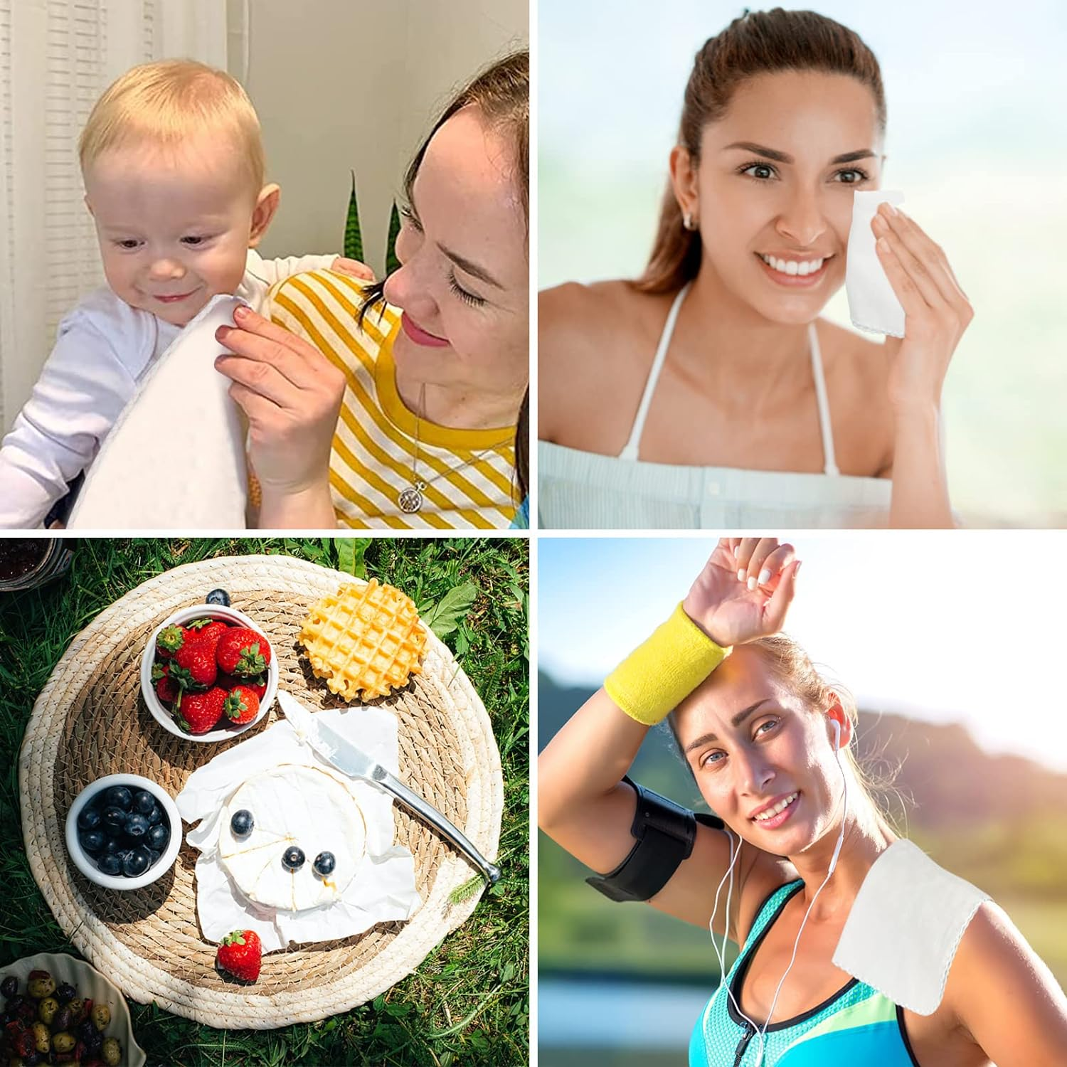 20 Pack Muslin Face Cloths, Reusable Face Cloth 30X30Cm/11.8X11.8In, Muslin Cloths Soft and Light for Makeup Remover, Non-Fluorescent Cotton for Baby image number 6