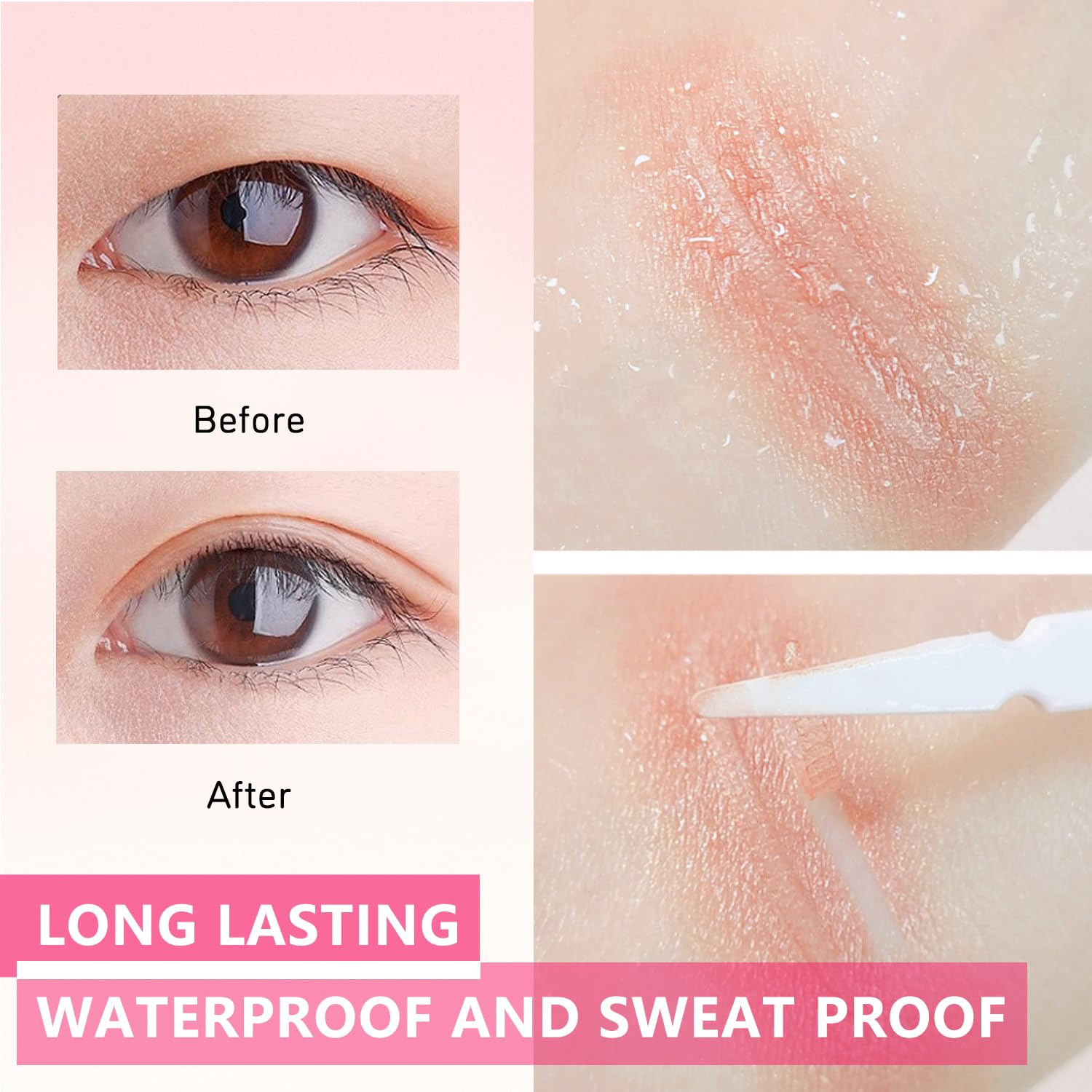 TORMEN 80 Pairs Double Eyelid Lift Strips Invisible Tape Stickers Waterproof Natural Lace Mesh with Forked Rods for Covered Droopy Thick Eyelids Suitable Most Eye Shapes (Transparent Crescent Moon)