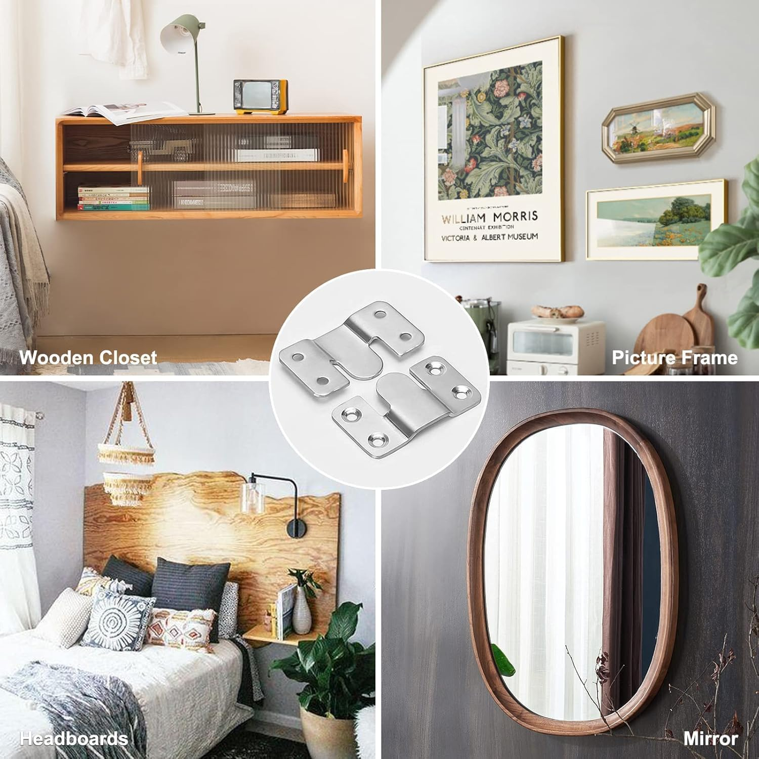 16Pcs Stainless Steel Interlock Hanging Buckle,Flush Concealed Mount Brackets Stainless Steel Z Clip Bracket Interlock Hanging Buckle Mountain Buckle for Picture Display Art Gallery image number 4