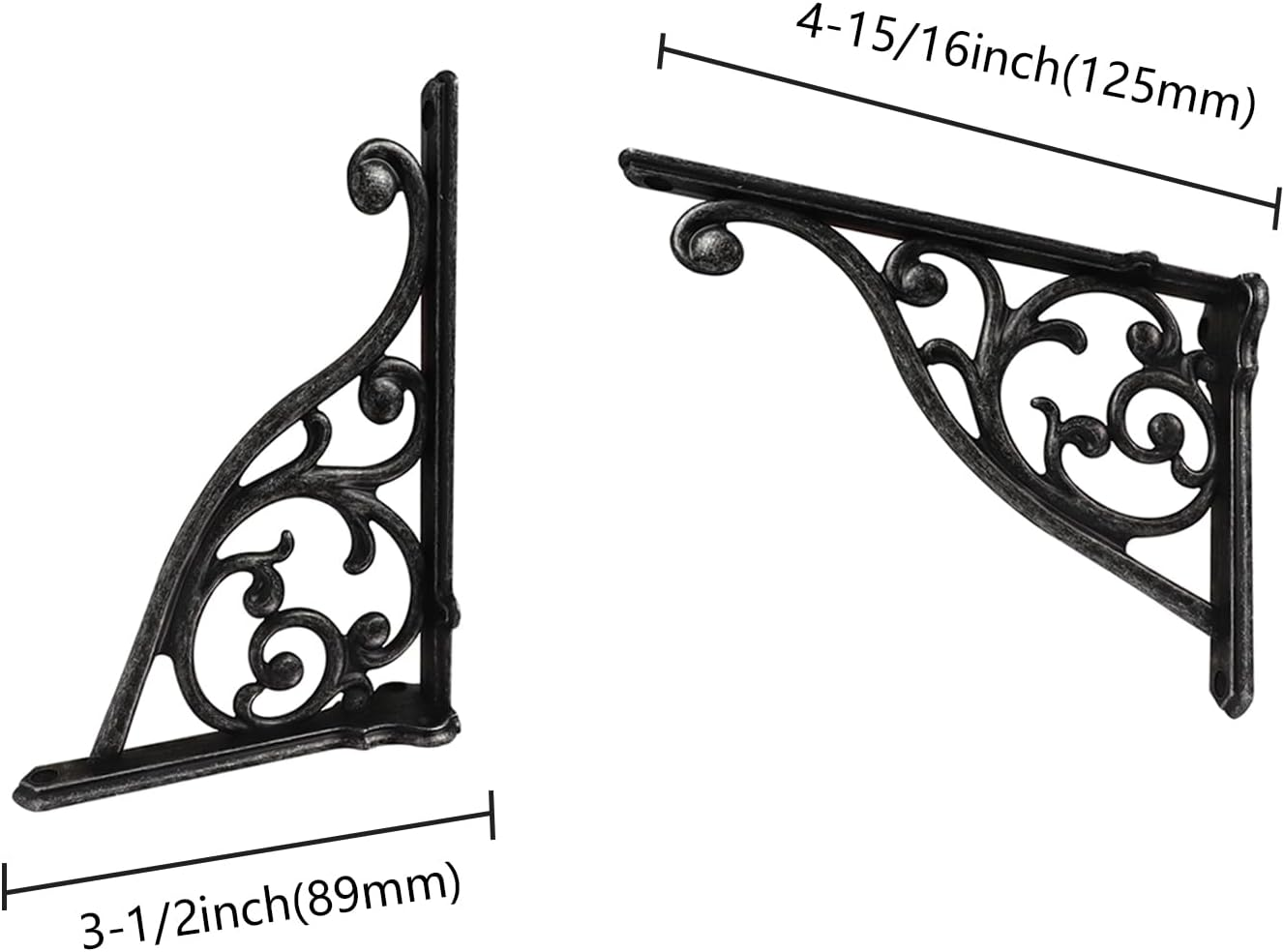 Heavy Duty Solid Stand,5 Inch 2 Pack Iron Gray,Right Angle Wall Panel Support Bracket,Decorative Shelf Bracket,Heavy Duty Vintage,Wall Mount Support DIY - Shelf Hardware Included image number 4