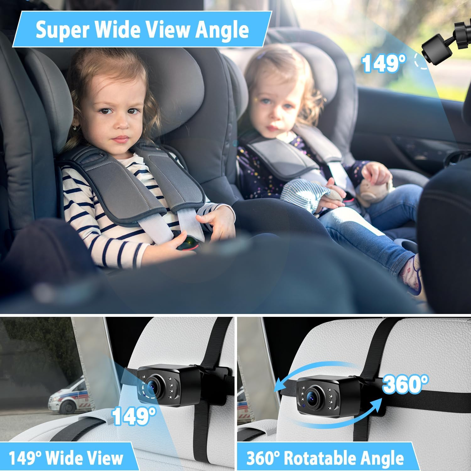 Itomoro Baby Car Camera with 5''HD Display, Car Camera for Baby with Night Vision Function Baby Backseat Camera to Observe the Baby'S Movements at Every Moment&hellip; image number 3