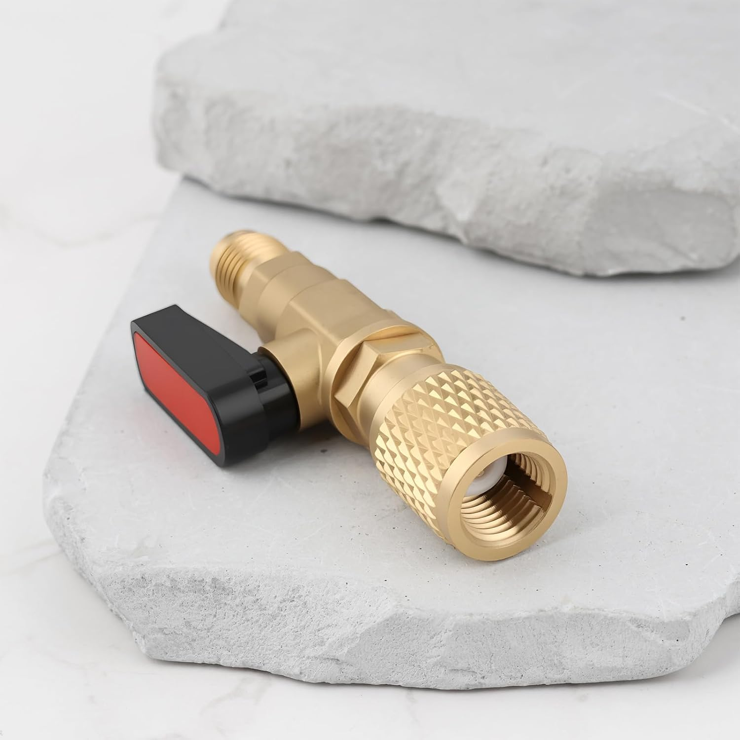 SING F LTD 1X Refrigerant Safety Valve 1/4 Acme F to 5/16 SAE M Right-Hand Thread for R32 Air Conditioning Refrigeration image number 1