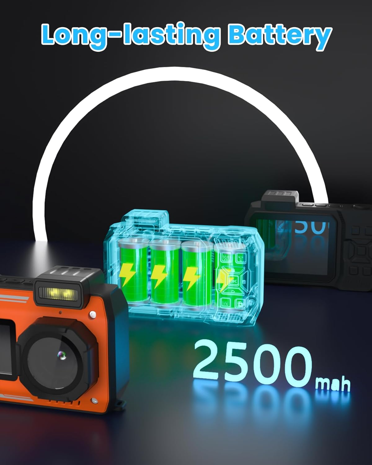 33FT Underwater Camera 4K 48MP Waterproof Camera Rugged Dustproof Shockproof, Autofocus Selfie Dual-Screen Underwater Camera for Snorkeling Diving Sport Floatable Digital Camera with 64G Card (Orange) image number 1