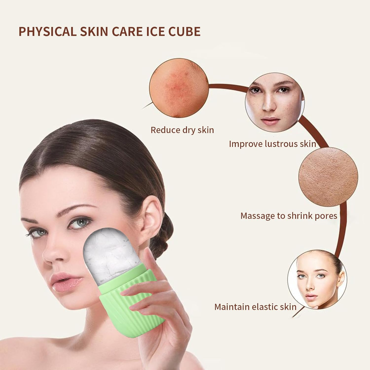 Silicone Ice Face Roller,Eye Facial Beauty Skin Care Tools，Reusable Silicone Mold Face Massage，Apply Ice for Shrink Pores anti Wrinkle Reduce Puffiness Improve Skin Elasticity. (Green)