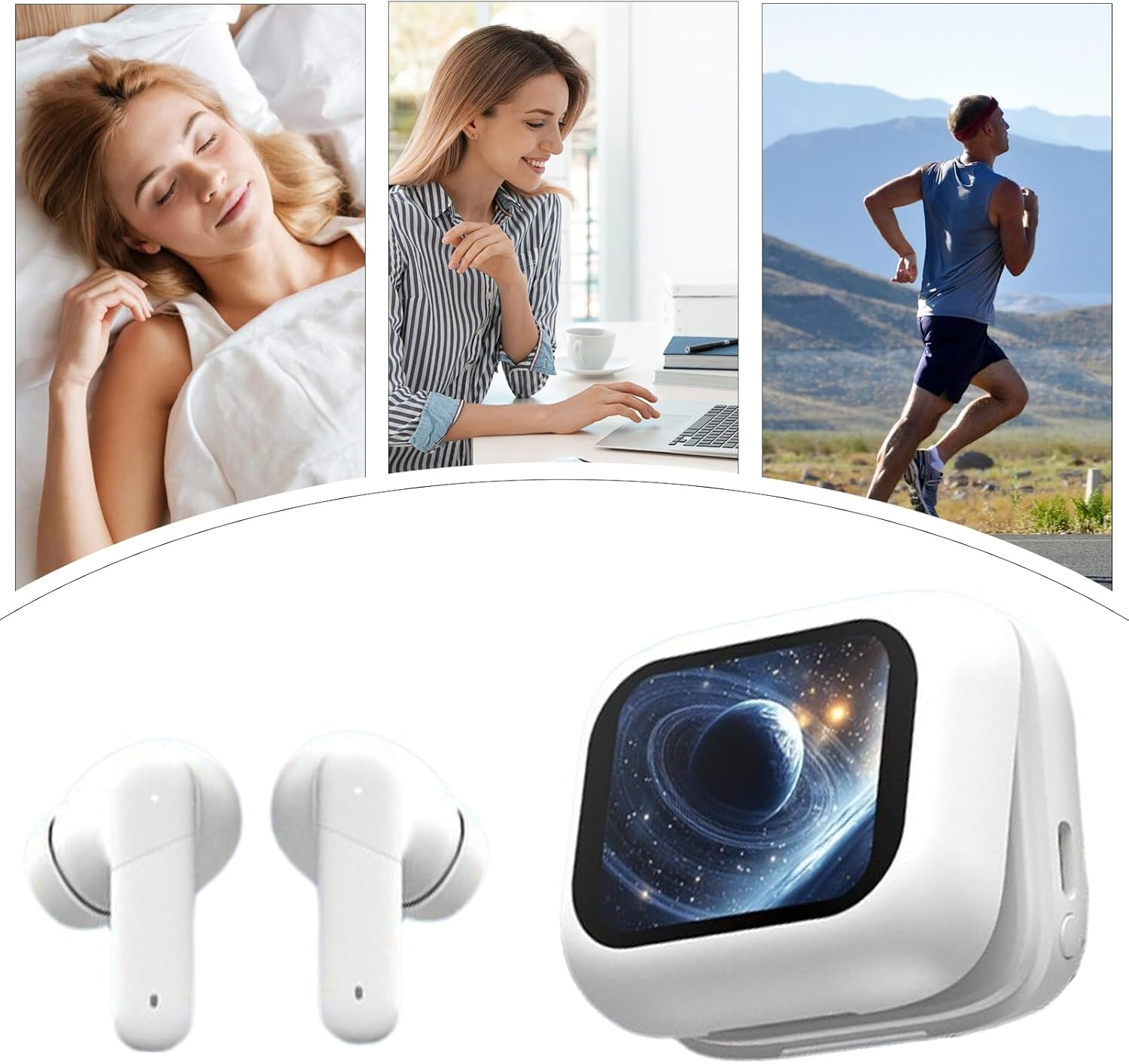 GEUGECY AI Translation Earbuds,Wireless LCD Touchscreen Earphones,Ai Translation Earbuds Real Time Headphones | for Men Women Travel Learning Business Trip Work Study College Sports Gym Indoor Outdoor image number 2