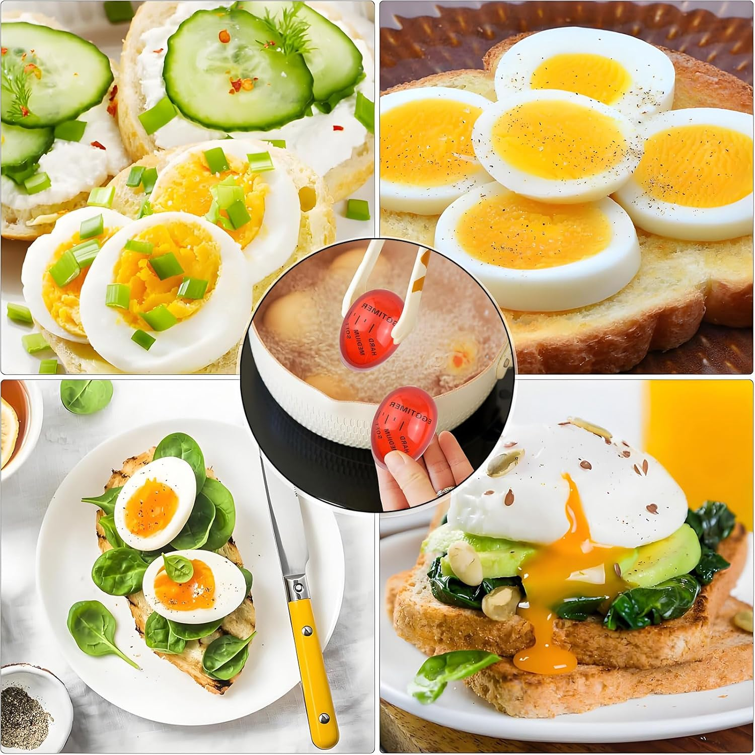 MYTOAU 3Pcs Egg Timer Resin Kitchen Timer,Egg Color Changing Timer,Visual Time Hard Boiled Egg Timers Change in Color Estimates Degree of Doneness inside the Egg image number 5