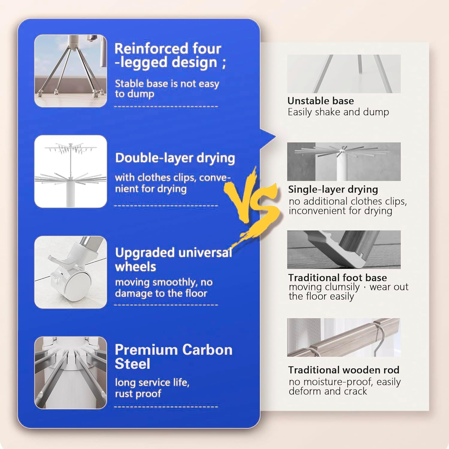 SIMTWO 2-Level Clothes Drying Rack Foldable, Portable Laundry Drying Rack with 21 Rods, Collapsible Folding Drying Rack for Clothes with 4 Legs, Aluminum Standing Dry Racks for Indoor & Outdoor image number 6