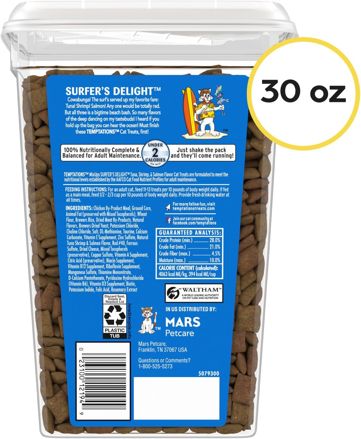 Temptations 10160879 1 Mixups Cat Treats, Surfers&rsquo; Delight, 30 Oz. Tub image number 5