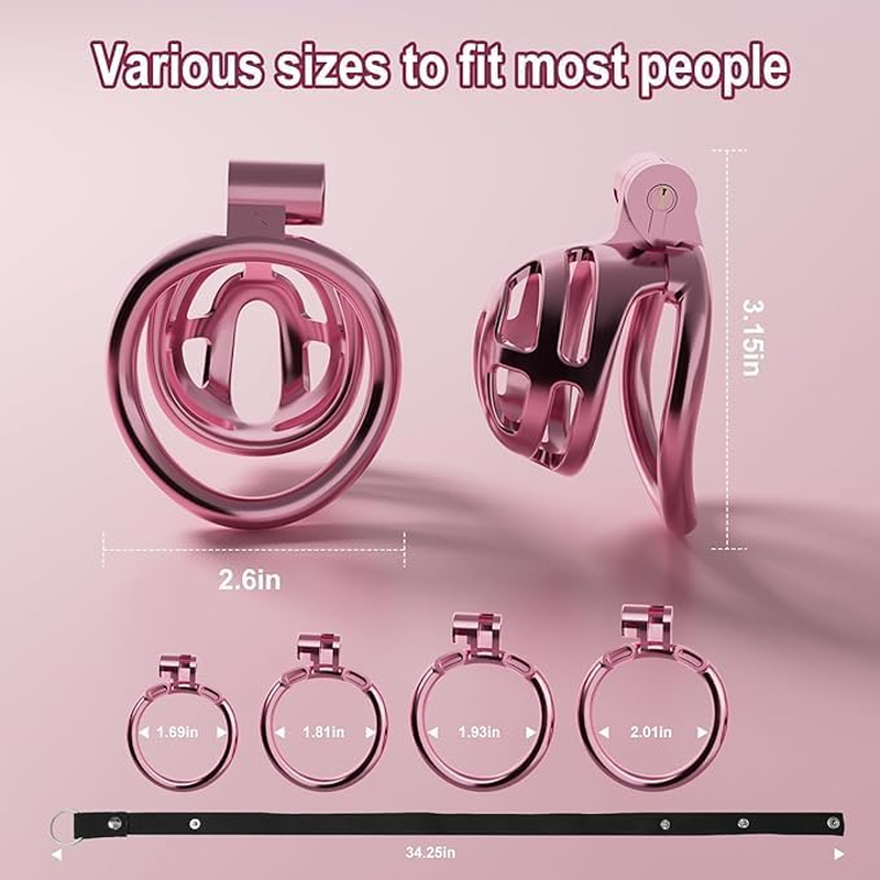 Male Chastity Cage, Lightweight Cock Cage with 4 Sizes Rings and Chastity Belts, Chastity Device with Invisible Lock and Key for Man Penis Erection Control & Bondage Play, BDSM Adult Sex Toys image number 3