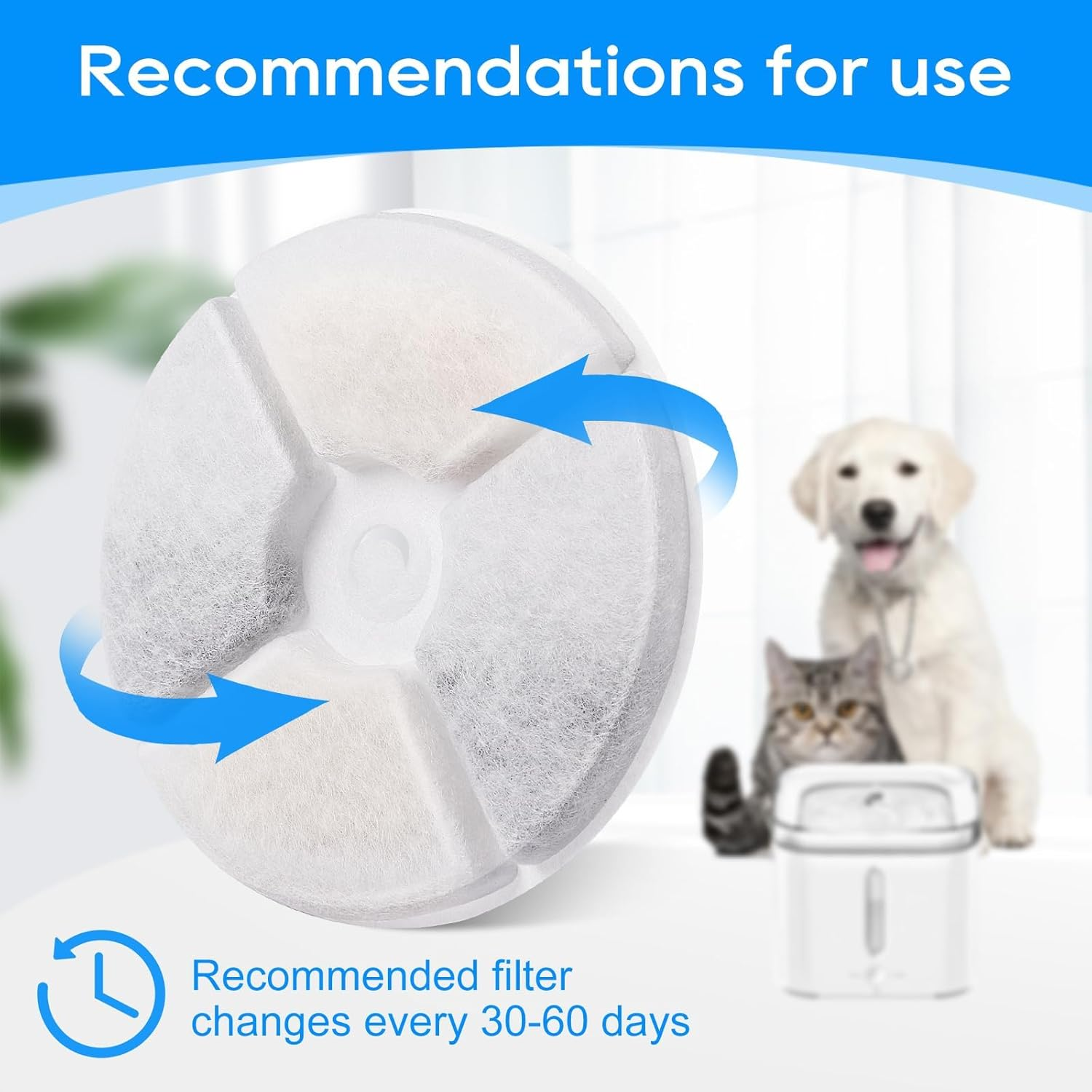 Cat Water Fountain Filter, Cat Fountain Filter Replacement, 6 Pack Water Fountain Filters for Petkit EVERSWEET Series Pet Water Fountain, MFB00122AU image number 3