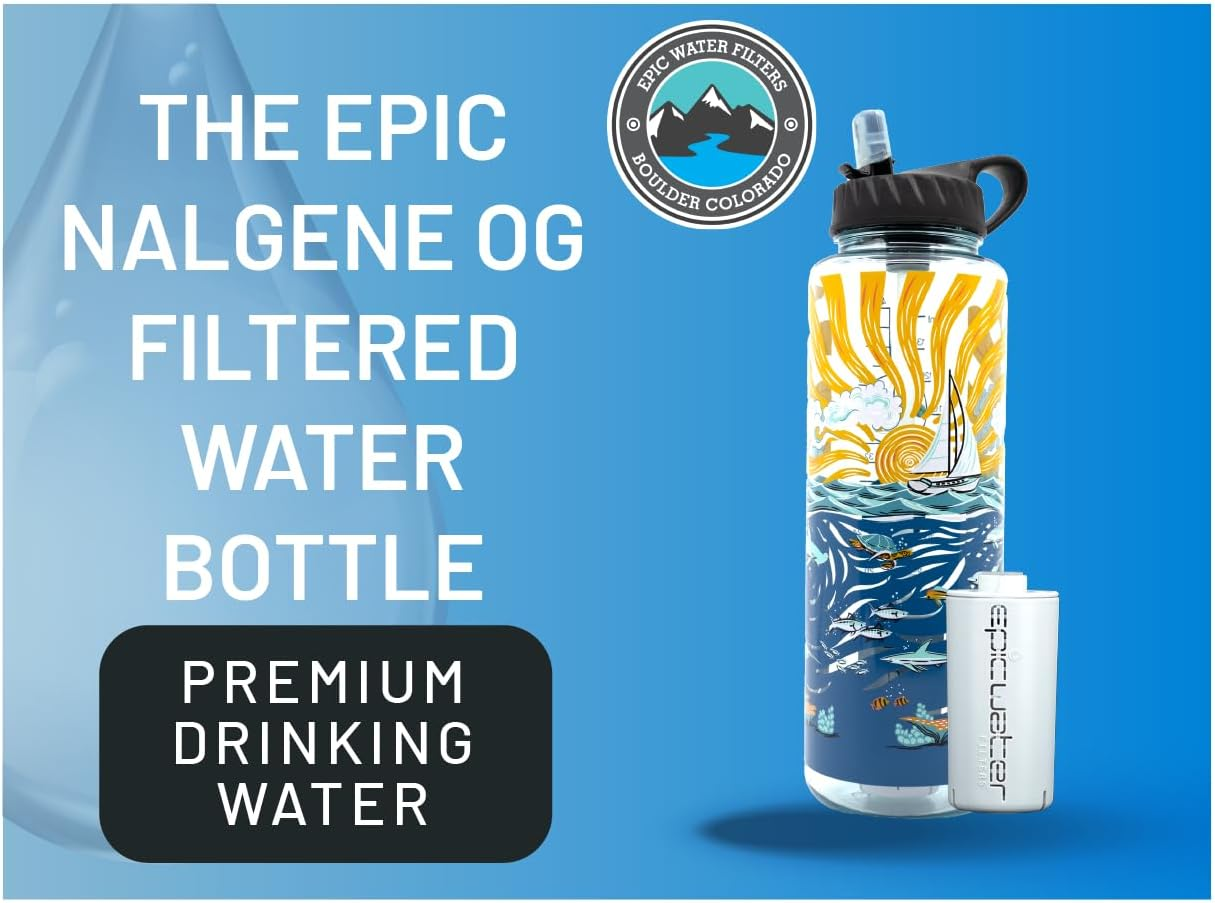 Epic Water Filters Nalgene OG Water Bottle with Filter, USA Made, BPA Free, Removes 99.99% Tap Water Contaminants, Forever Chemicals, Sailing One Life Art, 48 Oz image number 6