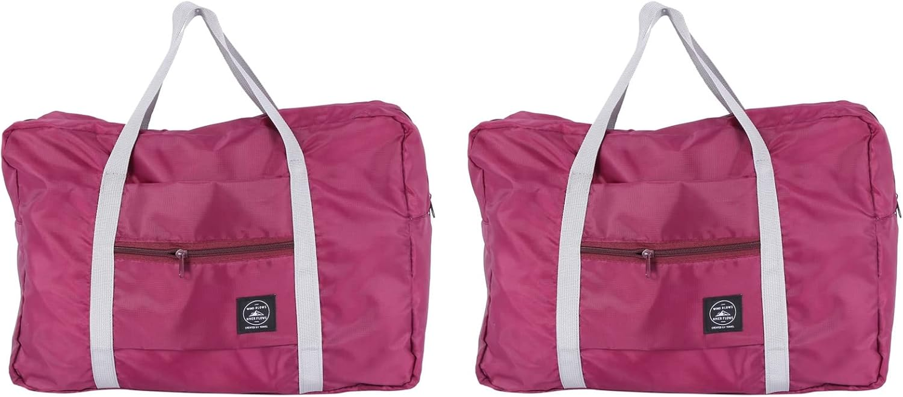 2X Capacity Casual Folding Waterproof Luggage Storage Bags Suitcase Handbag Tote Bag Burgundy image number 5