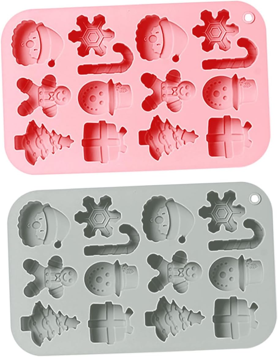 2Pcs Christmas Silicone Mold Flexible Candy Mold for Christmas Baking for Food Decorations and Cake Baking image number 2
