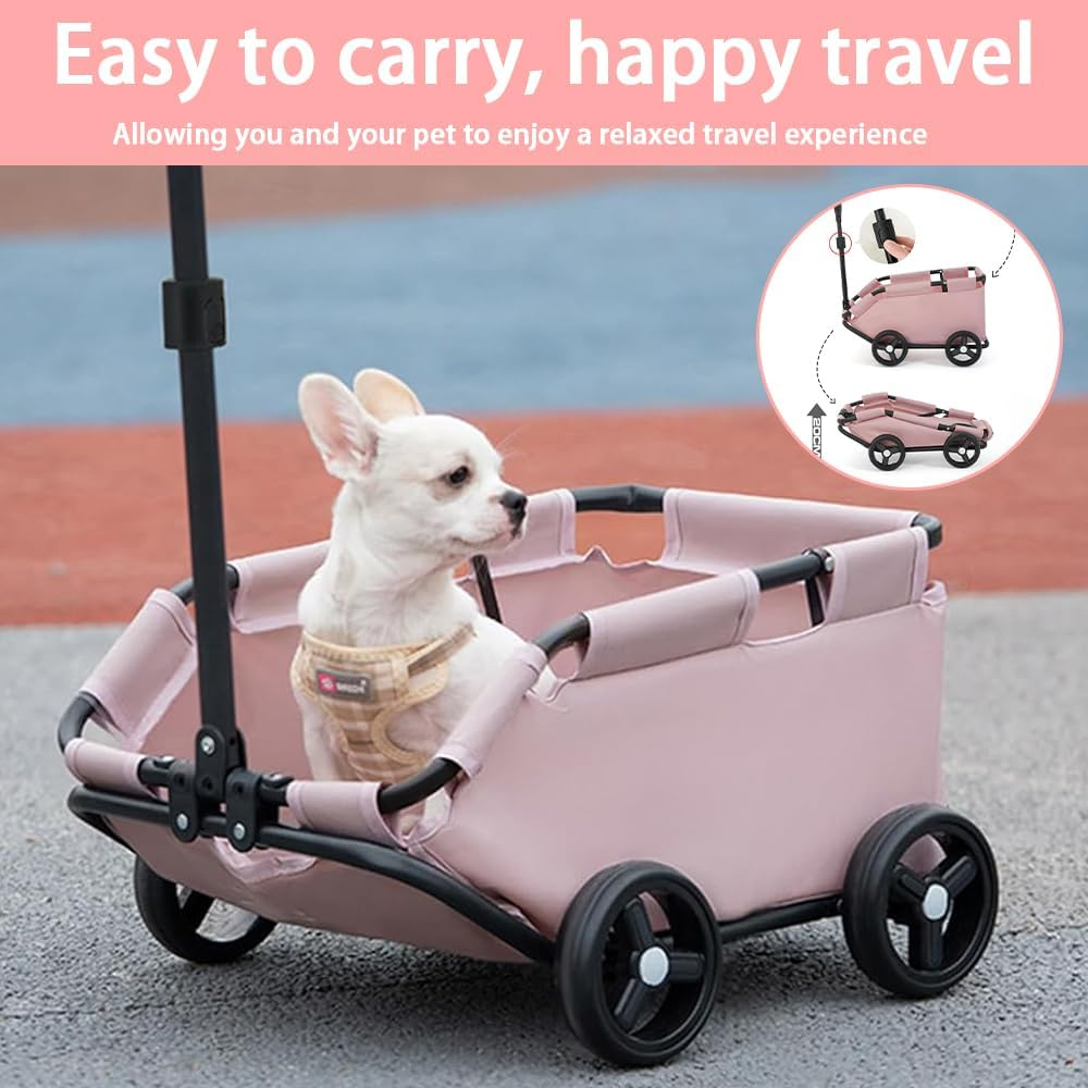 Pet Stroller,Dog Stroller,Lightweight Folding Stroller, Travel Pet Cart, Dog Carrier, with Four Wheels, Multi-Purpose Carrier, Pet Carrier, Rolling Dog Cage Stroller, Beach Cart for Carrying image number 5