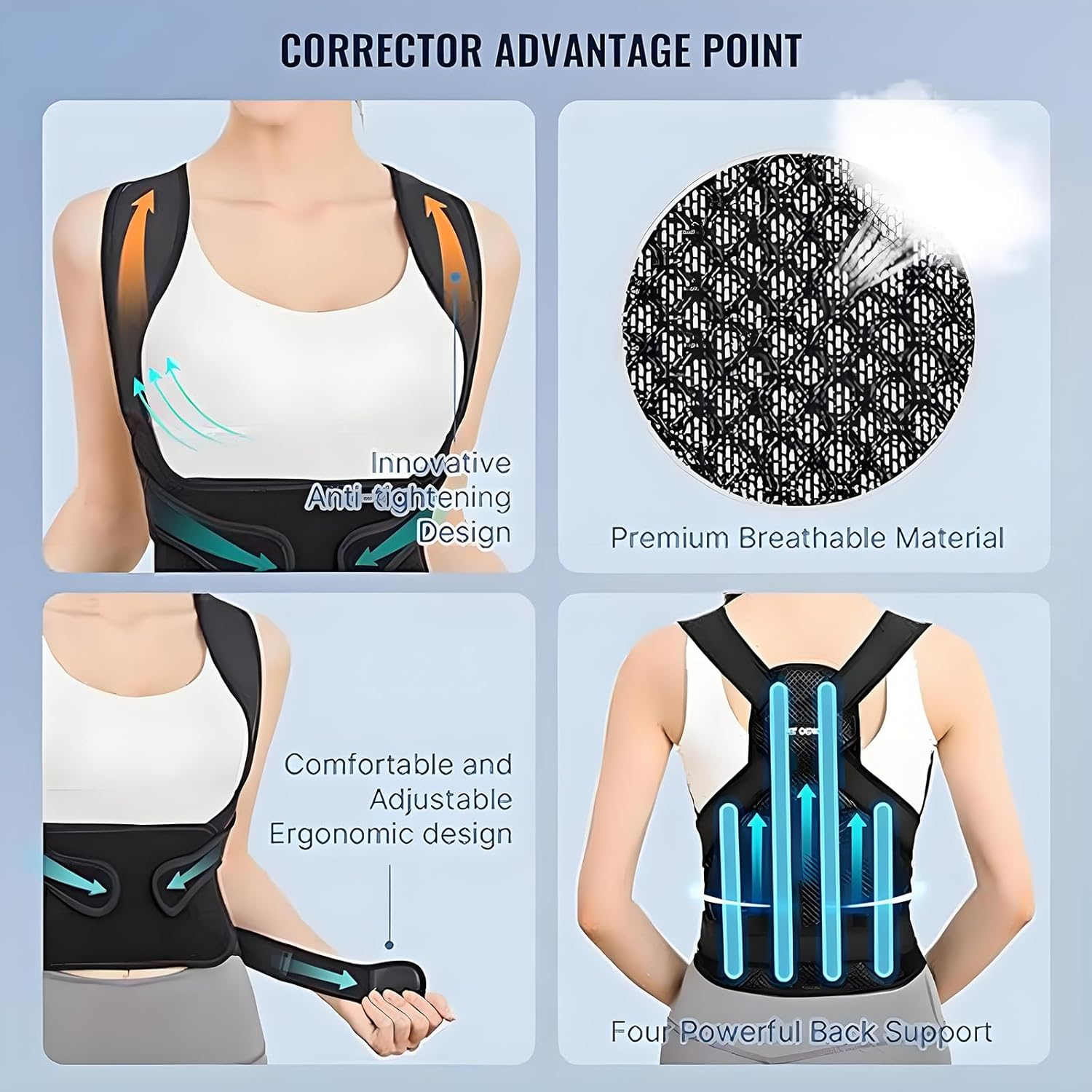Anberyoo Posture Corrector for Women Men, 2 in 1 Adjustable Back Braces and Lumbar Supports for Relieves Upper and Lower Back Pain, Lmprove Back Posture with Back Support, Breathable and Comfortable (M) image number 5