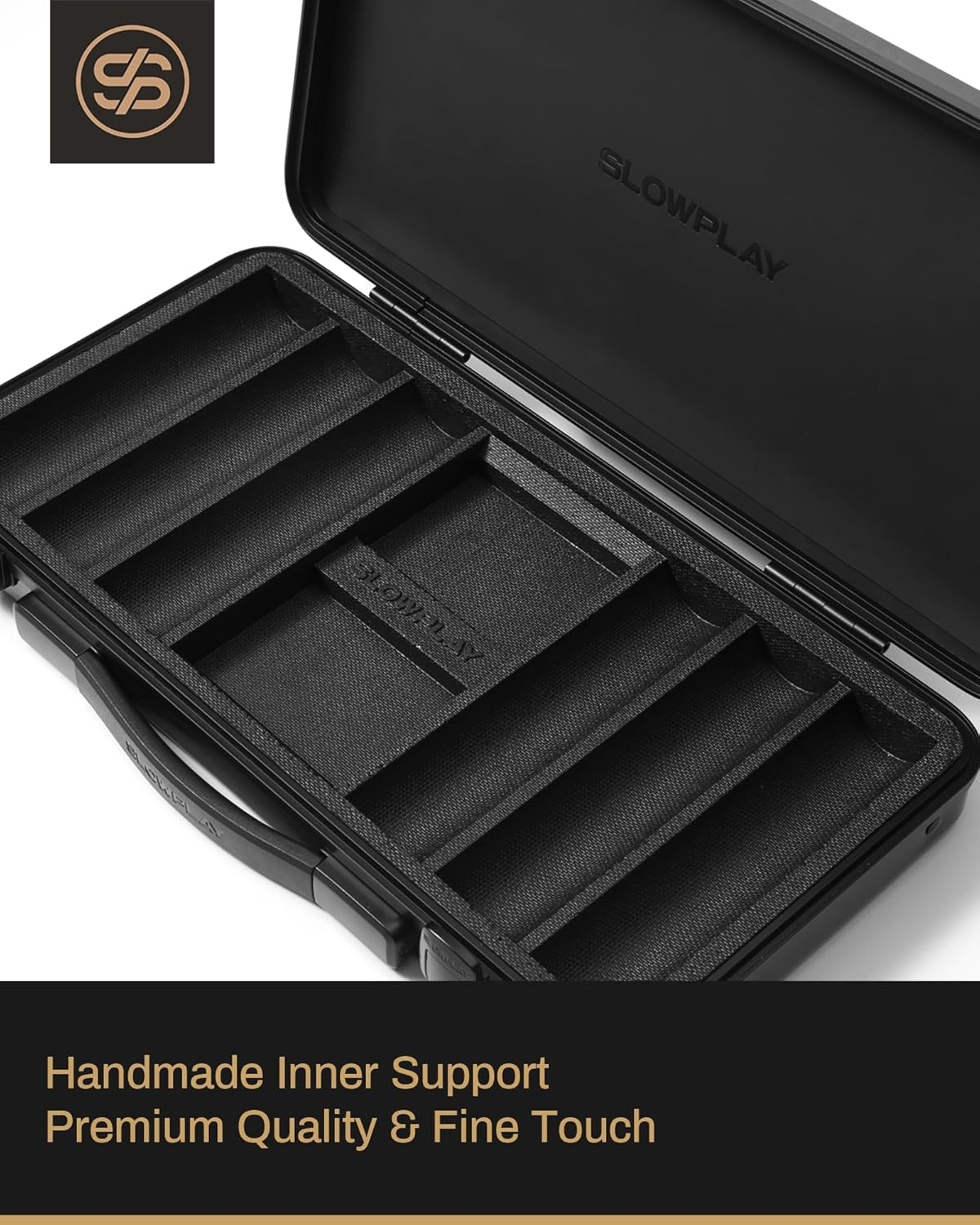 SLOWPLAY Poker Chip Case for Texas Holdem, 300 PCS, High-End Carrying Case with Leather Interior Design and German Polycarbonate Shell, Super Portable & Sturdy image number 5