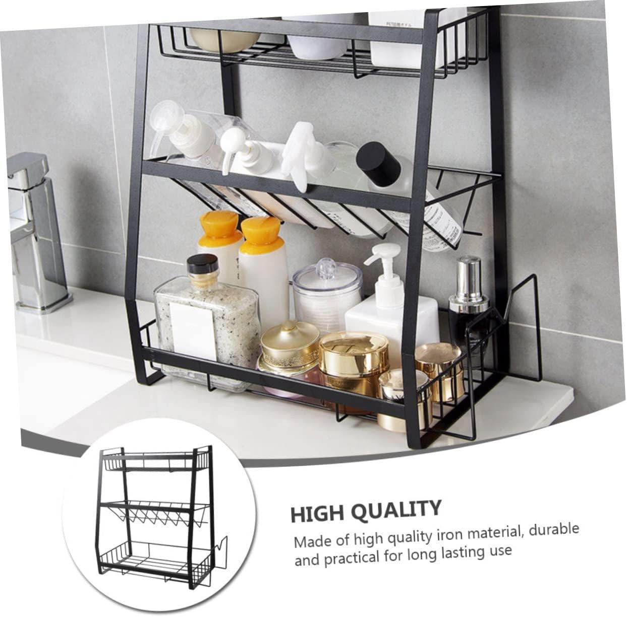 Cabilock Iron Spice Rack for Kitchen Storage Sauce Rack Home Organization for Countertop Display image number 6