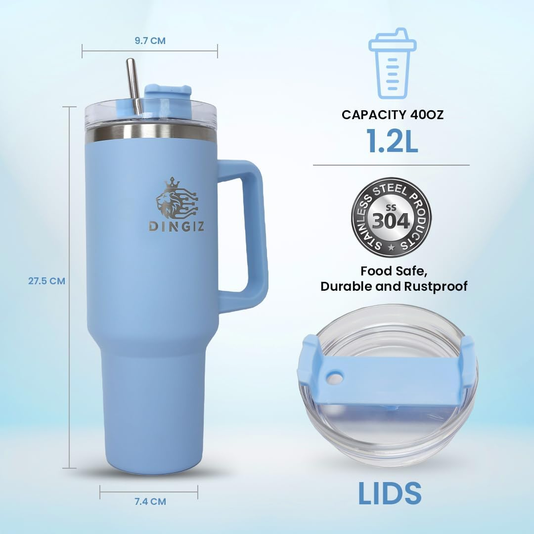 40Oz Stainless Steel Tumbler with Handle &ndash; Double-Wall Vacuum Insulated Travel Mug, Leakproof, Bpa-Free, Transparent Lid, Hot & Cold Drink Cup for Home, Office, Car & Outdoor Adventures image number 2