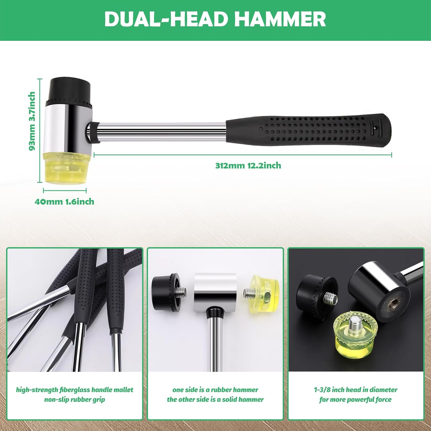 53Pcs Laminate Wood Floor Installation Kit Includes 40 Spacers, Tapping Block, Heavy Duty Mallet, Widen Pull Bar and 2 in 1 Flooring Spacers with 1/4&rdquo;& 1/2 Gaps for Home Improvement image number 3