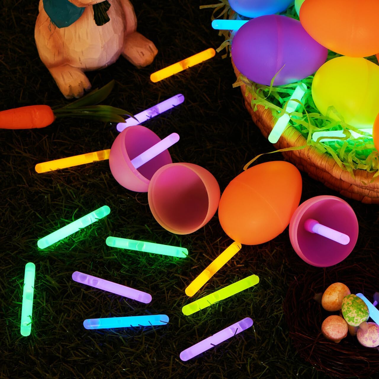 JOYIN 144 Pcs Easter Eggs with 288 Pcs Mini Glow Sticks for Kids Glow-In-The-Dark Basket Stuffers Fillers Gift, Easter Eggs Hunt Game Party Favors Classroom Decorations Supplies image number 1