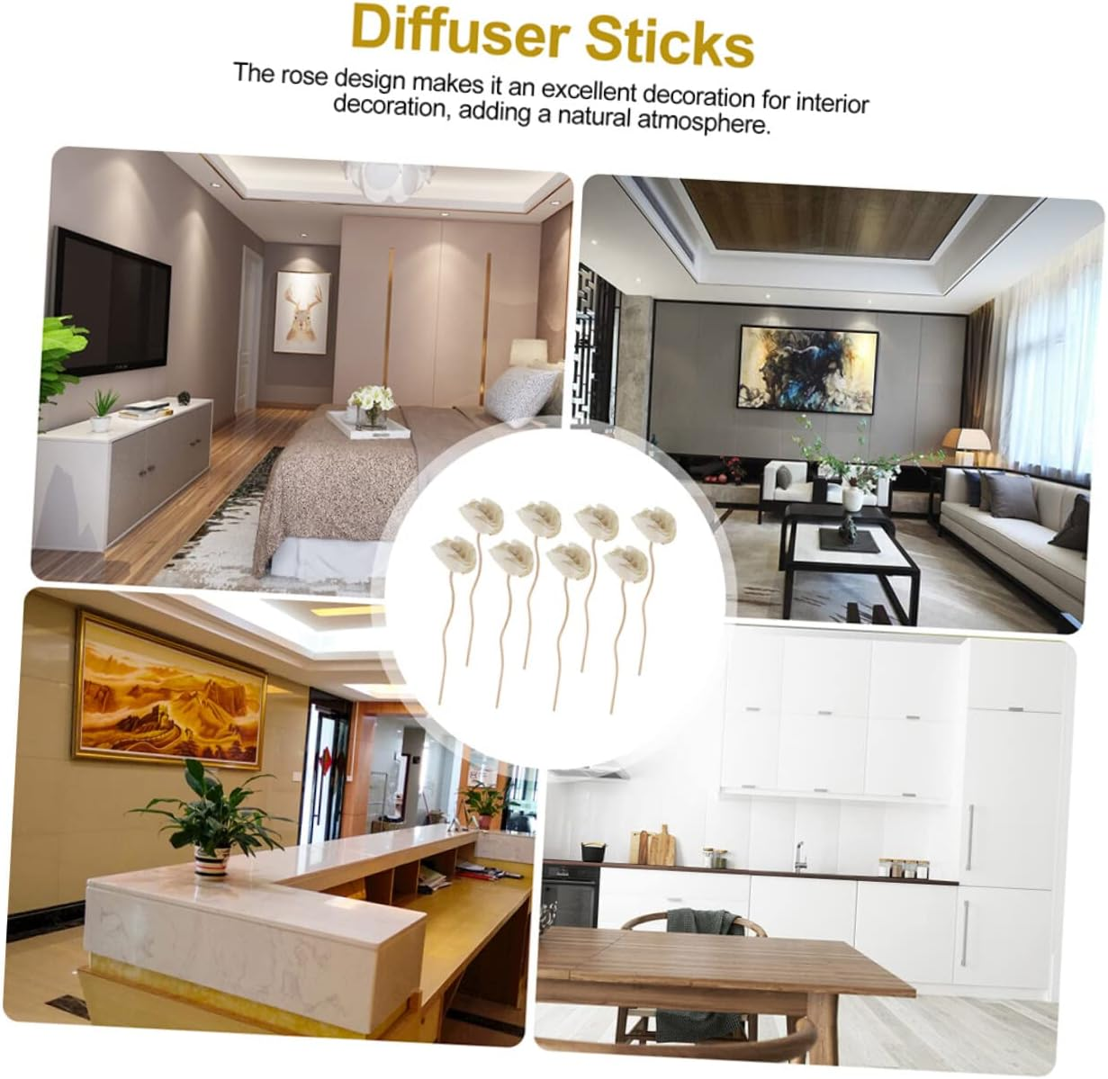 Veemoon 9Pcs Essential Oil Diffuser Sticks Aromatherapy Reed Diffuser for Wedding Decor image number 1