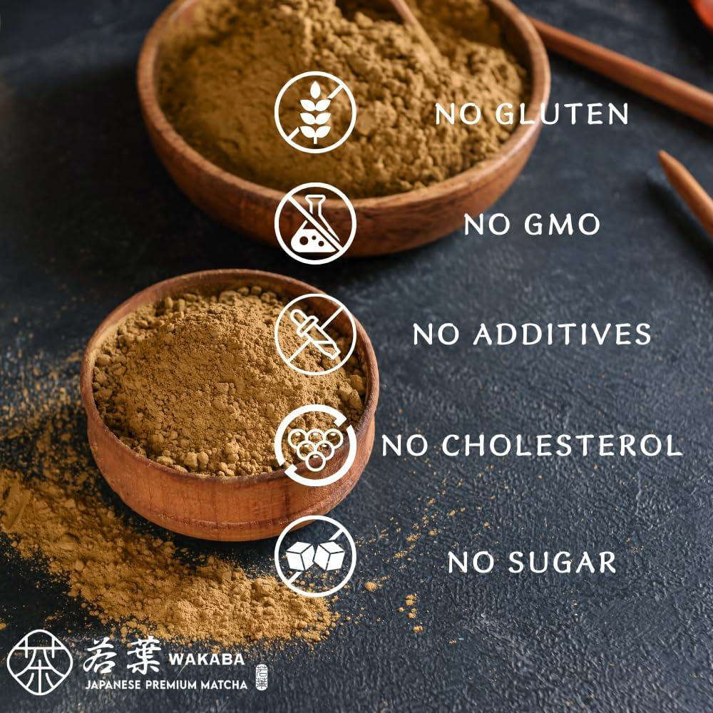 WAKABA Premium Organic Hojicha Powder 100G from Uji, Kyoto, Japan | Roasted Green Tea | for Latte, Baking, Cooking | Cafe Package image number 1