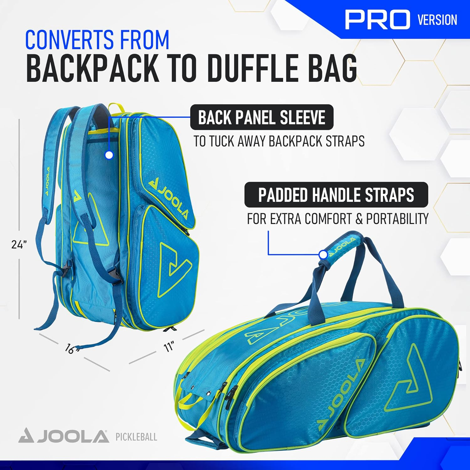 JOOLA Tour Elite Pro Pickleball Bag &ndash; Backpack & Duffle Bag for Paddles & Pickleball Accessories &ndash; Thermal Insulated Pockets Hold 4+ Paddles - Includes Fence Hook