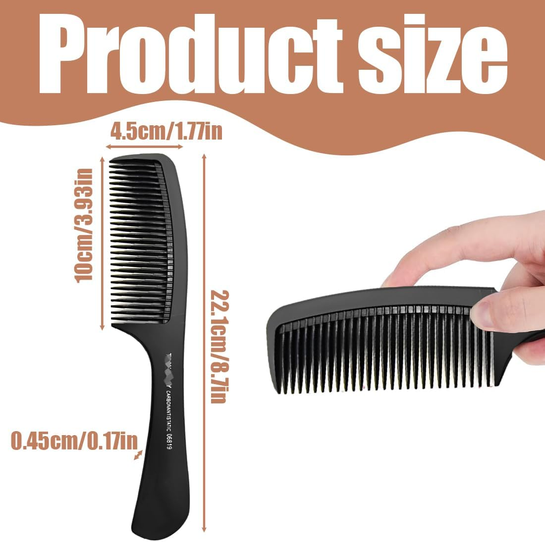 NHQZ Men'S Premium Styling Comb, Shatterproof Hair Comb, Coarse Carbon Comb, for Hair and Beard, for the Perfect Finish