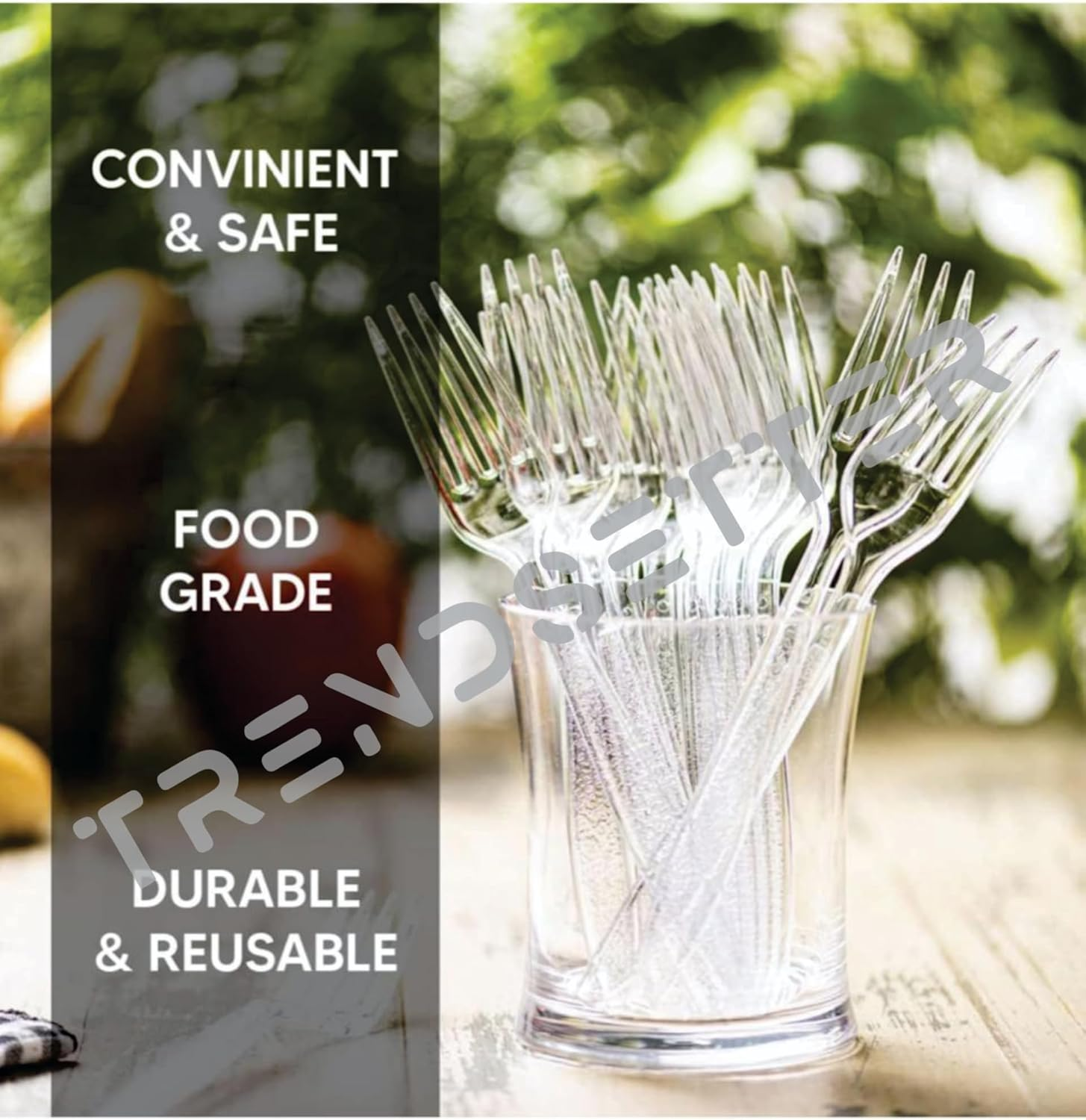 Pack of 50 Heavy Duty Clear Plastic Forks, Reusable and Washable Forks,Clear Reusable Forks Perfect for Picnics, Parties, Tableware and Dinnerware,Reusable Forks image number 1