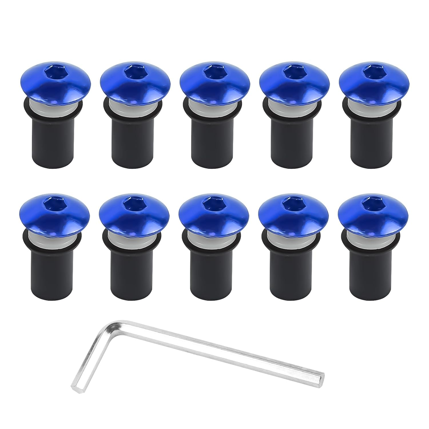 Hovom 10PCS Motorcycle Windshield Bolts Screws Kit, Aluminum Motorbike Windscreen Body Mounting Kit with Bolts Nuts Washers, M5&times;16Mm Windshield Installation Fasteners for Motorcycle (Orange)