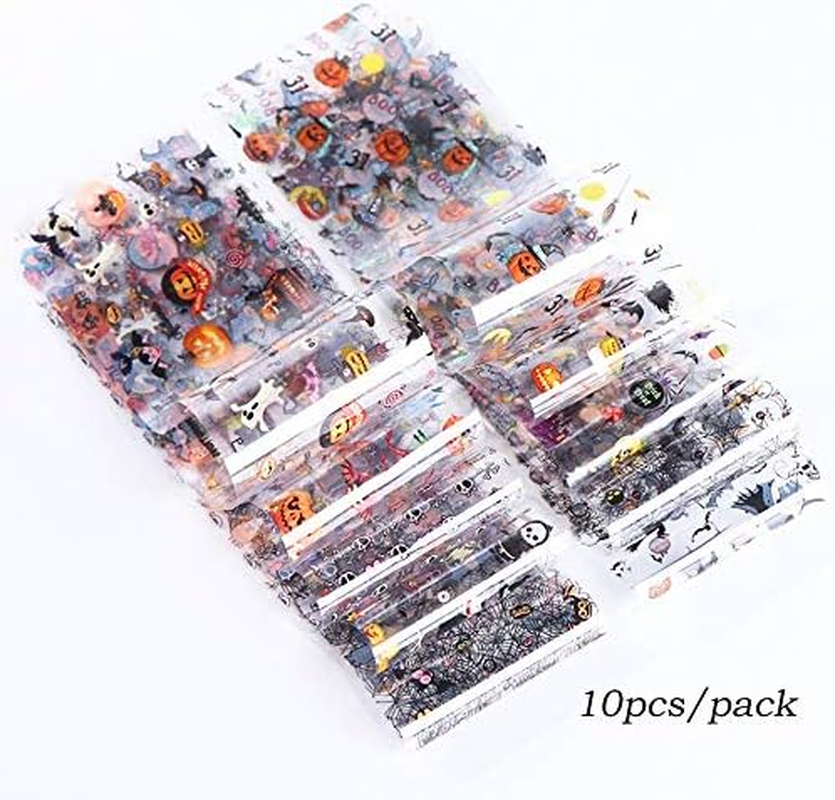 10Pcs Colorful Patterns Nail Art Sticker Mixed Halloween Style for Manicure Tools Nail Art Stickers Decals 20X4Cm Zhengpingpai image number 3