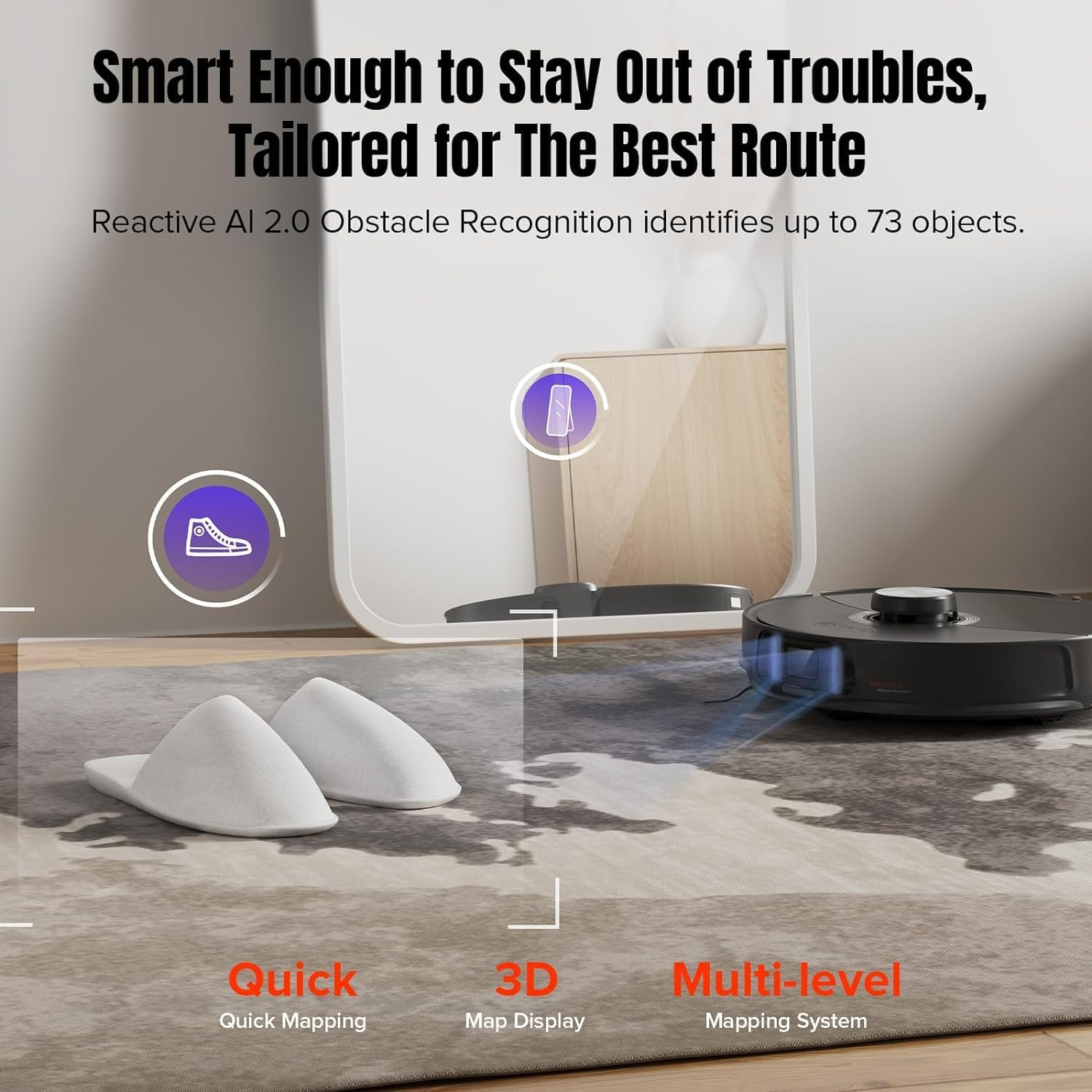 Roborock S8 Maxv Ultra Robot Vacuum and Mop, 10000Pa Suction, Auto Drying, Auto Mop Washing, Self Emptying, Self Refilling, Liftable Dual Brush & Sonic Mop, Video Call, Black【S7 Maxv Ultra Upgrade】 image number 3