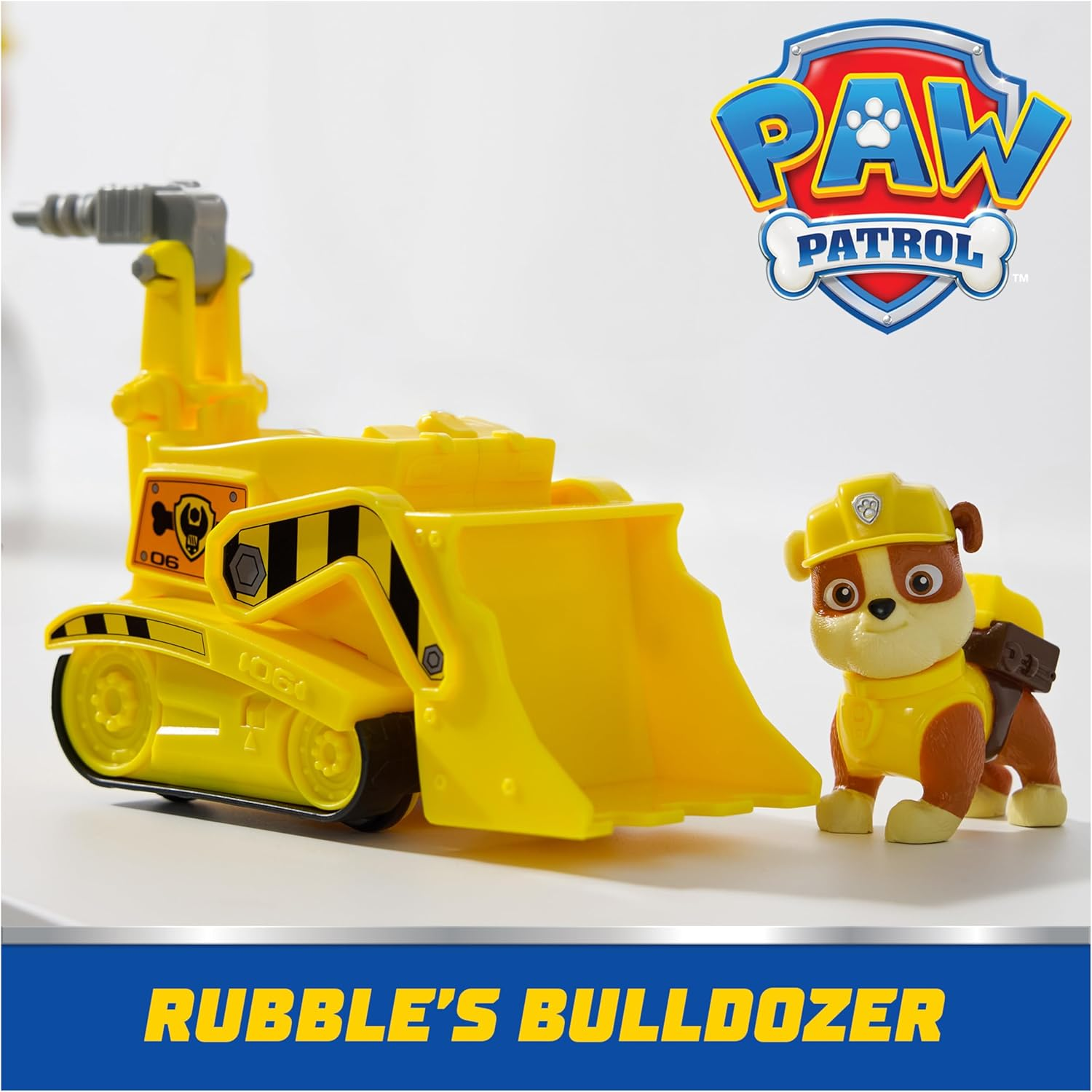 PAW Patrol, Rubble&rsquo;S Bulldozer Toy Truck with Collectible Action Figure, Sustainably Minded Kids Toys for Boys & Girls Ages 3 and Up image number 1