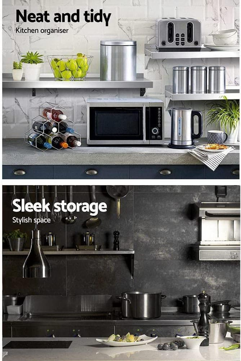 Cefito Stainless Steel Wall Shelf, 180 X 30Cm Floating Kitchen Shelves Wall-Mounted Shelving Display Rack Hanging Organizer Storage for Home, Rectangle 1.2Mm Thickness Rustproof Silver image number 2