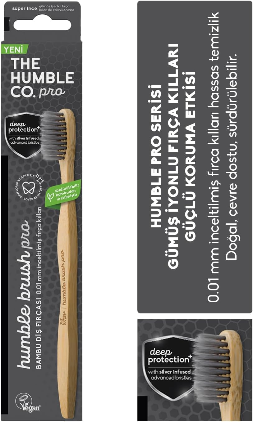 Humble Co. Pro Bamboo Antibacterial Toothbrush, Silver image number 1