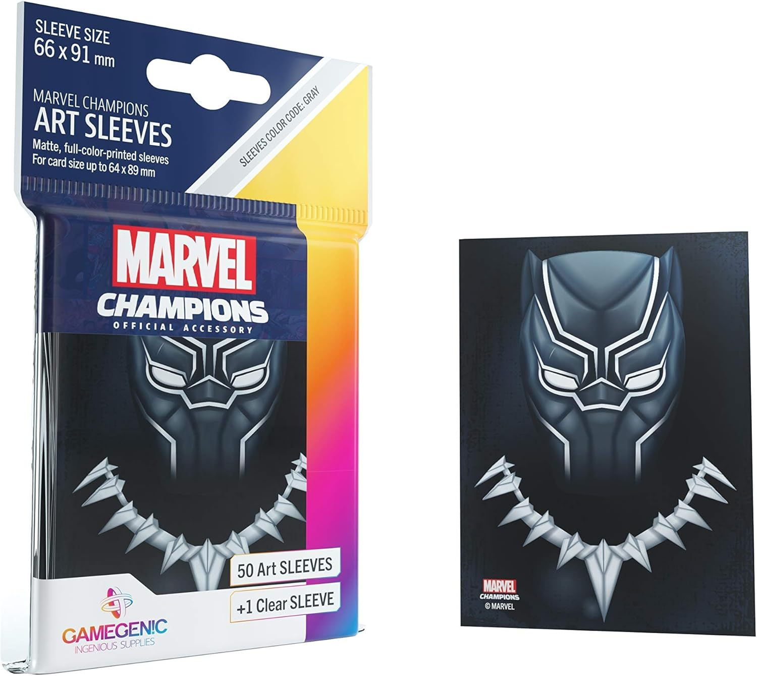 Game Genic Black Panther Marvel Champions Art Sleeves, 66 Mm X 91 Mm, 50 Sleeves image number 2
