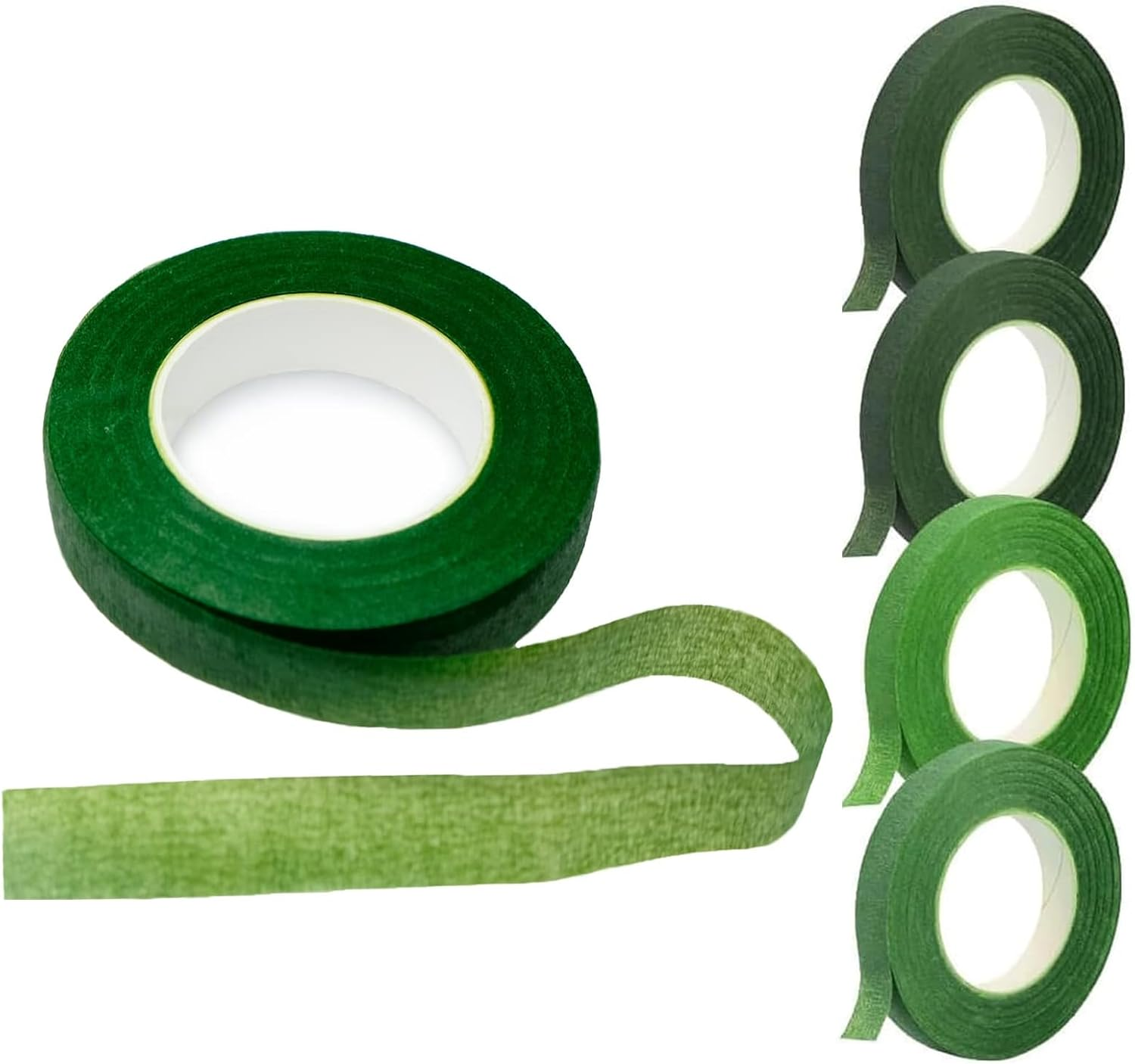 4 Rolls of Floral Tape 1/2 Inch Floral Tape Dark Green, Green and Grass Green Floral Tape Suitable for Bouquet Flower Stem Wrapping Process (30 Yards)