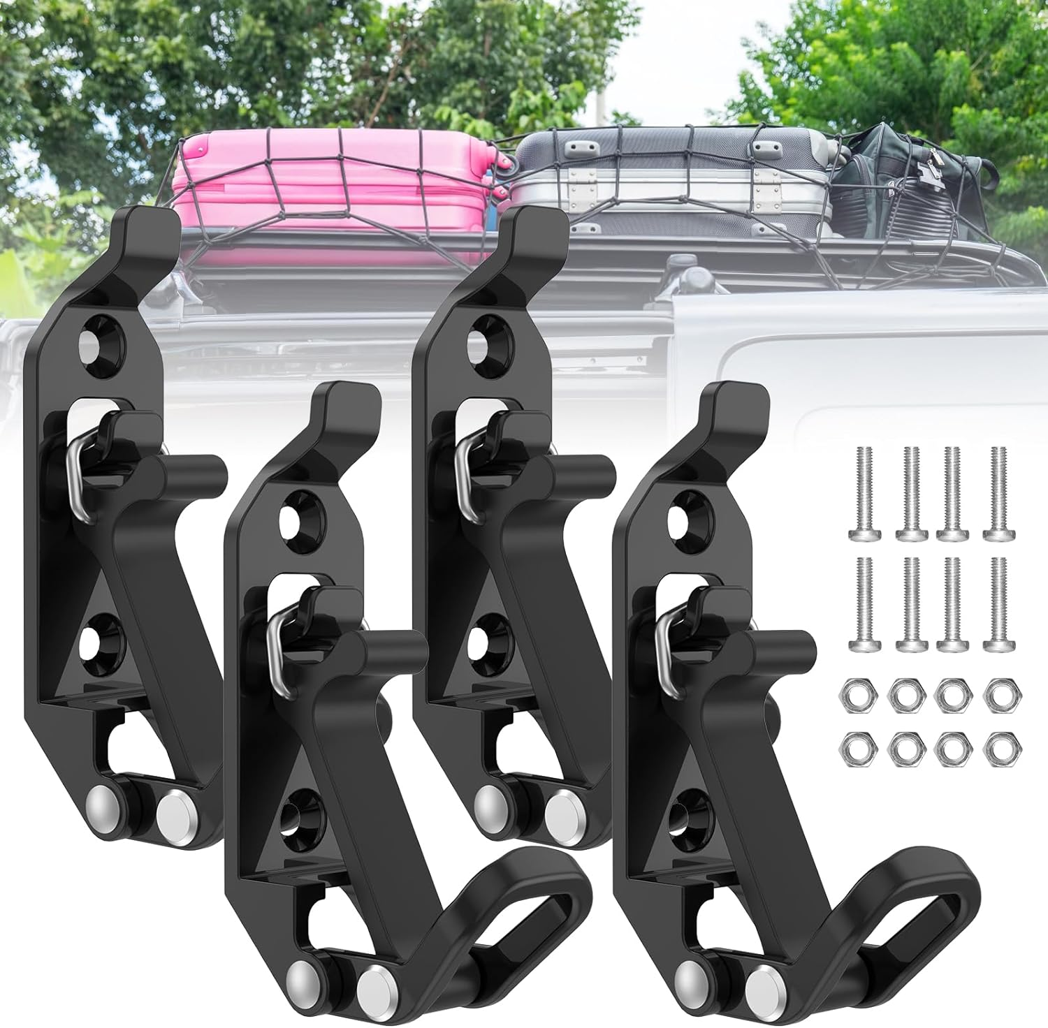 4Pcs Roof Rack Shovel Mount Kit Zinc Alloy Shovel Holder Clamp Metal Axe Holder Wall Mount Set Hammer Holder Bracket Clamp with Screws Quick Release for Shovel Axe(Black)