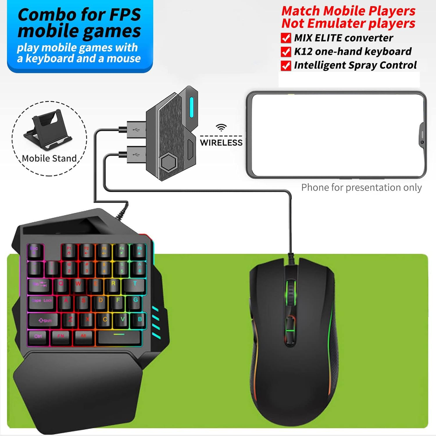 3 USB Ports Bluetooth5.0 Gamwing Chip 120Fps No Delay Easy to Use Mobile Phone Tablet Game Throne Keyboard Mouse Adapter Converter for Ios image number 1