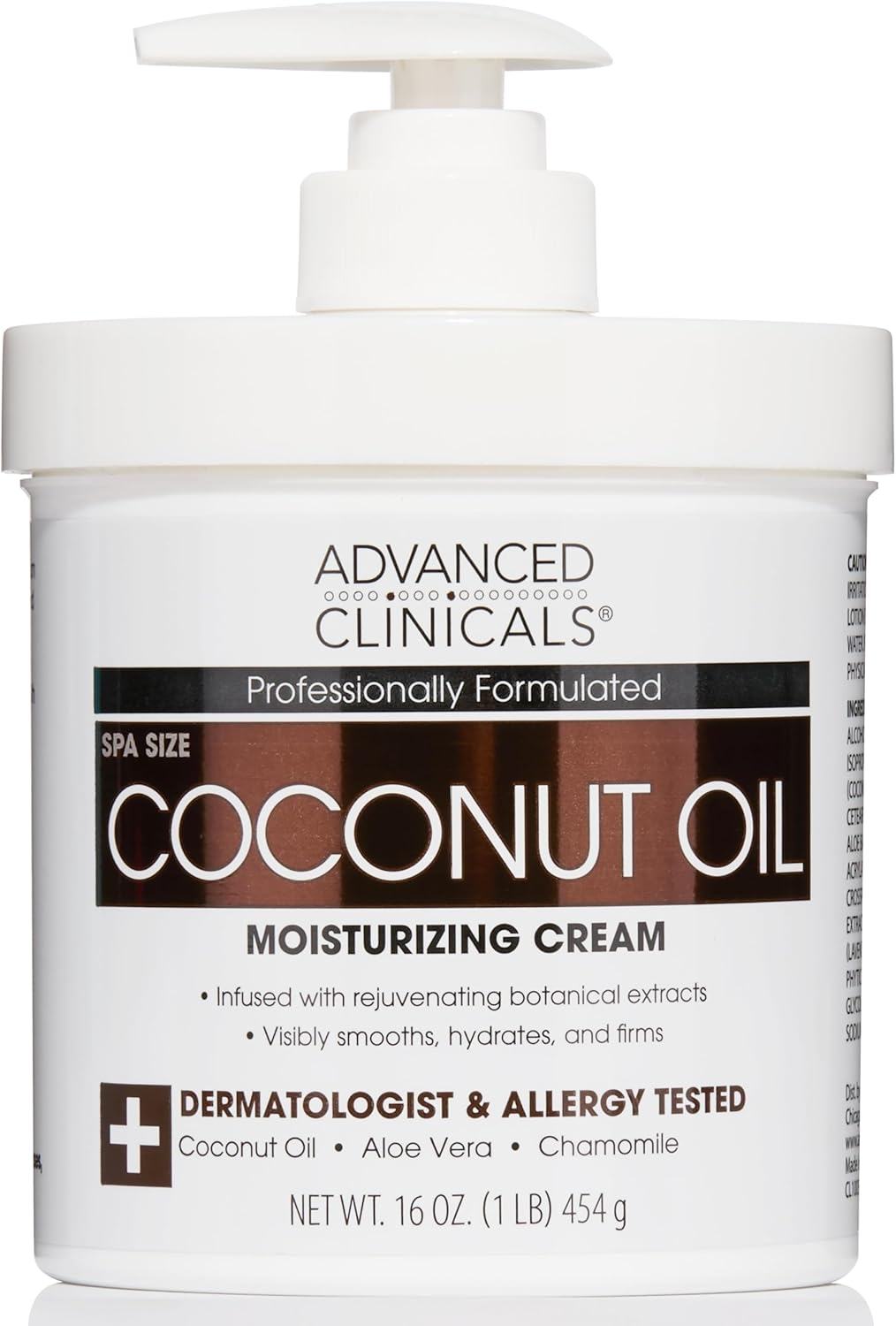 Advanced Clinicals Coconut Oil Cream. Spa Size 454G Moisturizing Cream. Coconut Oil for Face, Hands, Hair. (16 Oz) image number 3